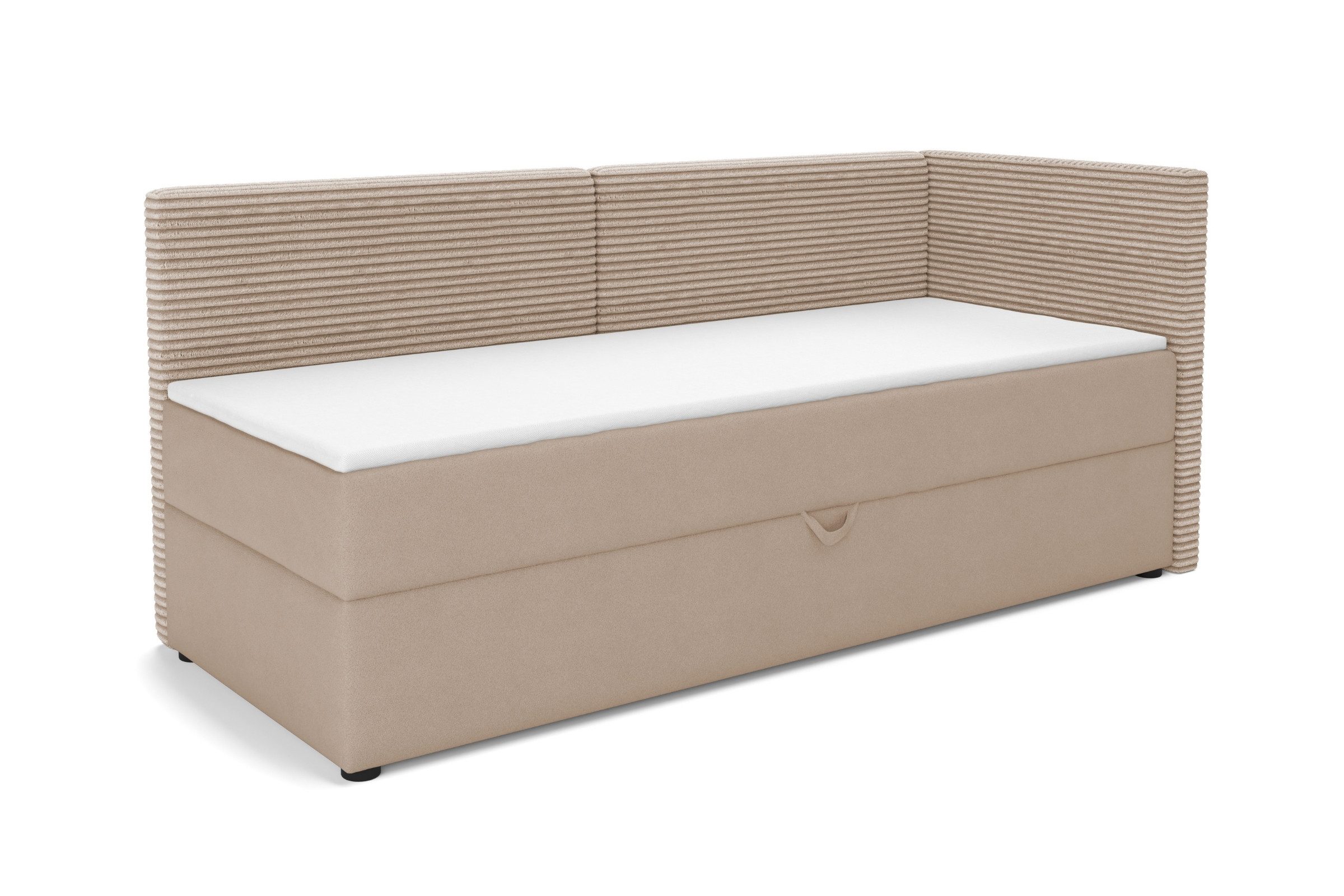 Deine Möbel 24 Boxspringbett MILA, Tagesbett mit Bettkasten, Schlafsofa mit Schlaffunktion (Cord-Stoff & Velour Samt, 1-St., perfekt für Jugendliche & Erwachsene, Modernes 3-in-1 Design), 90x200 100x200, Schwarz Grau Beige Creme Anthrazit