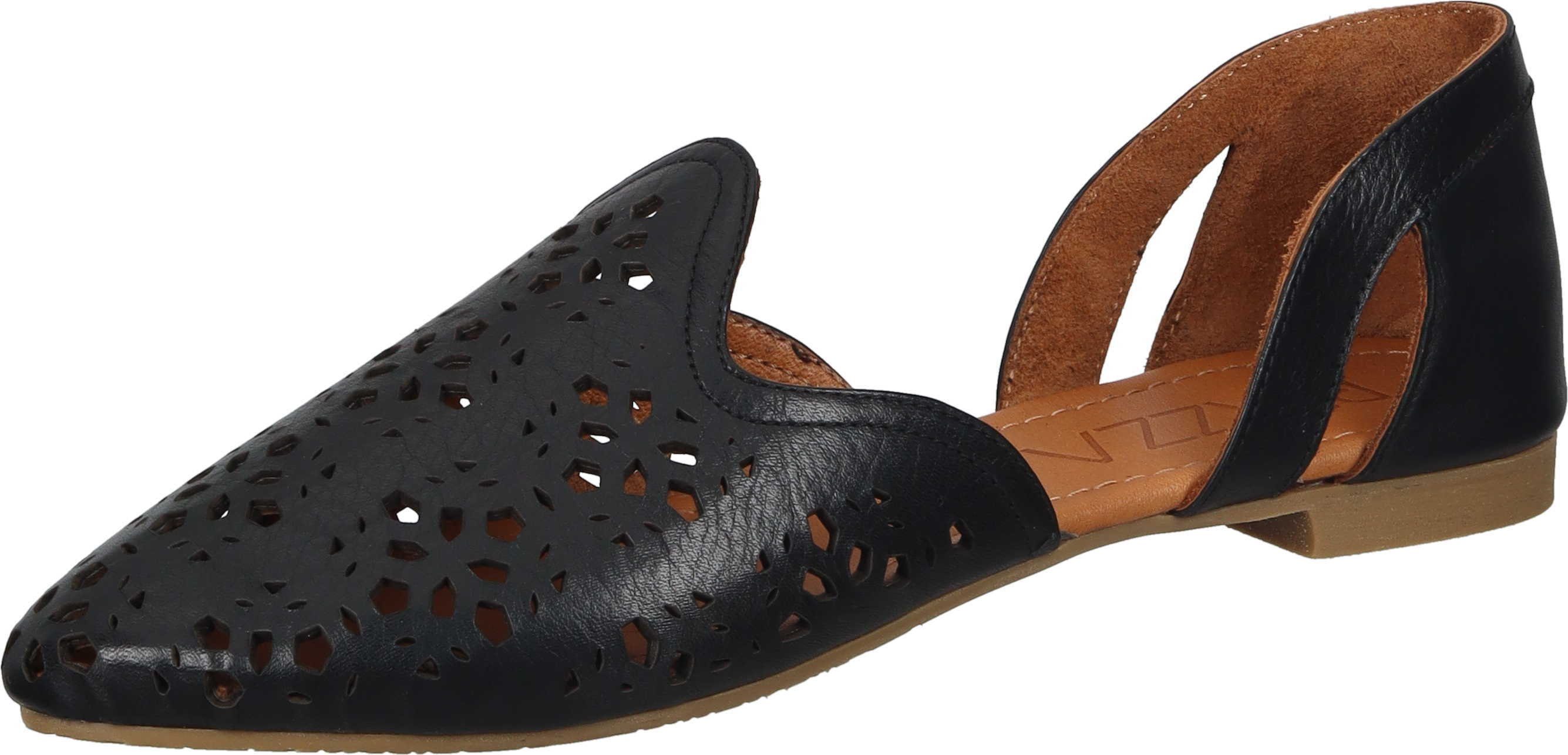 echtem Slings Leder Slipper aus schwarz Piazza