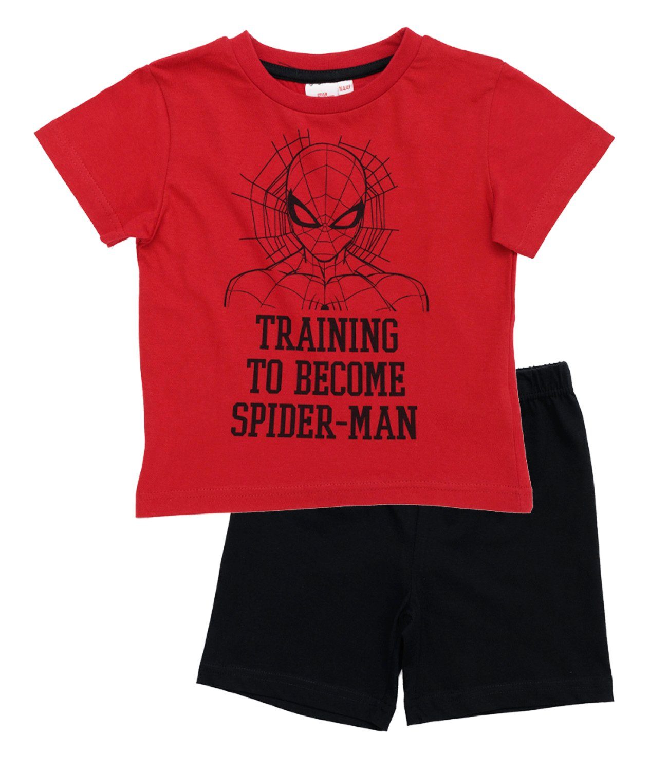 Pyjama Rot Gr. 110, bis MARVEL Spiderman Kurzarm Kinder 98 Schlafanzug Jungen Motivwahl
