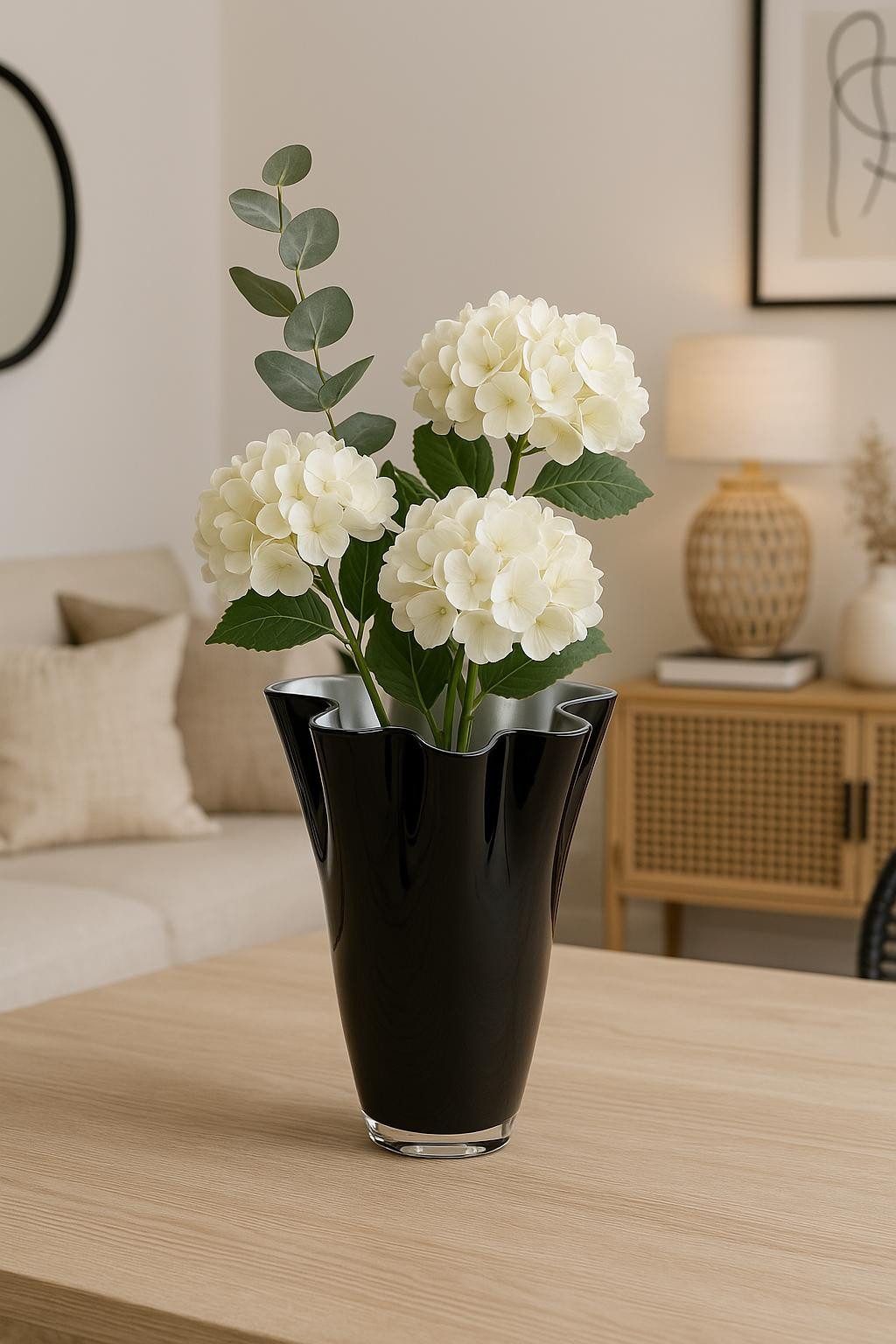 Signature Home Collection Tischvase Glasvase gewellt 21 x 21 x 30 cm zweifarbig Tischvase (1 Stück, 1x Glasvase), Handgefertigt in Europa, mundgeblasene Glasvase in Premiumqualität