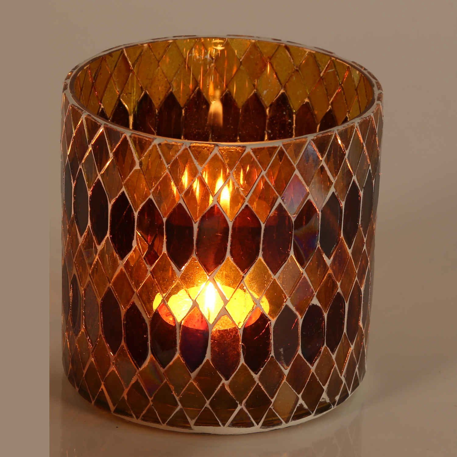 Casa Moro Windlicht Marokkanisches Mosaik-Windlicht Rayan GELB rund aus Glas (Teelichthalter Boho Chic Kerzenständer Kerzenhalter, Glaswindlicht in den Größen S und M oder als 2er Set bestellbar), Ramadan Kerzenleuchter Tisch Dekoration