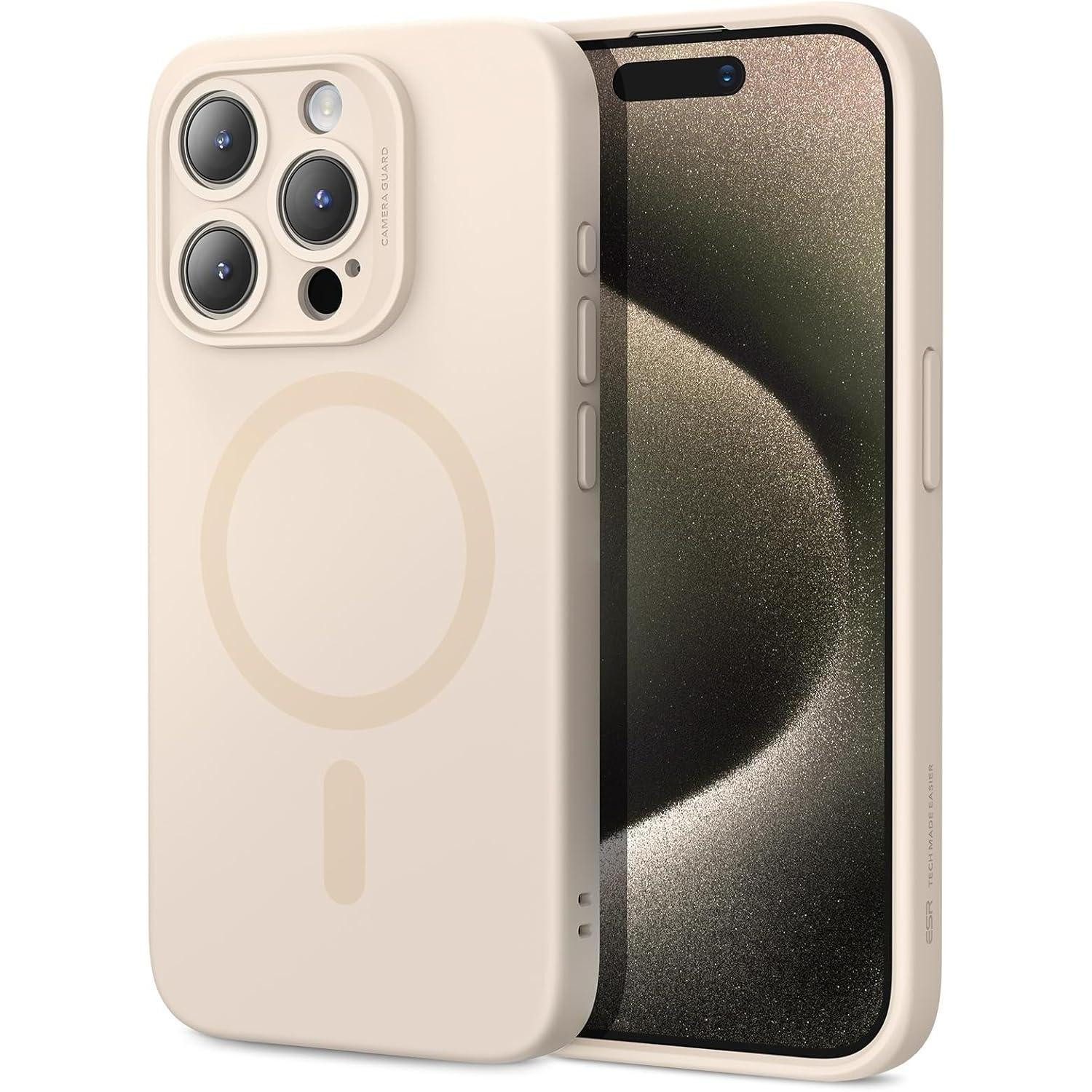 LuxusKollektion Handyhülle iPhone 15 Pro Max Hülle MagSafe Silikon Beige