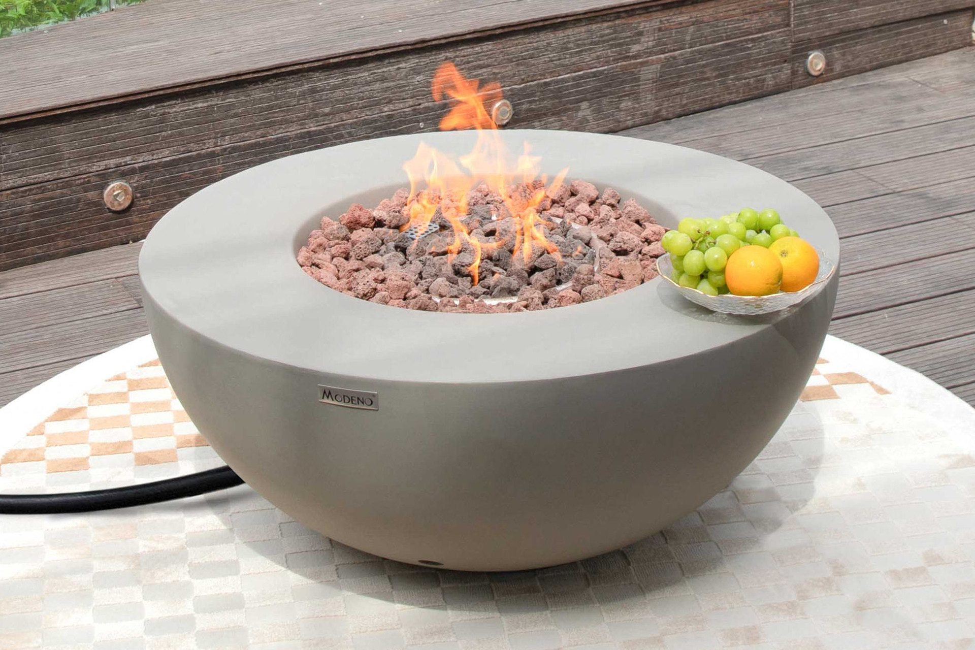 ELEMENTI Feuertisch Roca Feuerstelle aus Beton - Komplett-Set mit Zubehör, (SET, 1-St., inkl. mehreren Komponenten), Beton,(87x87x37cm)