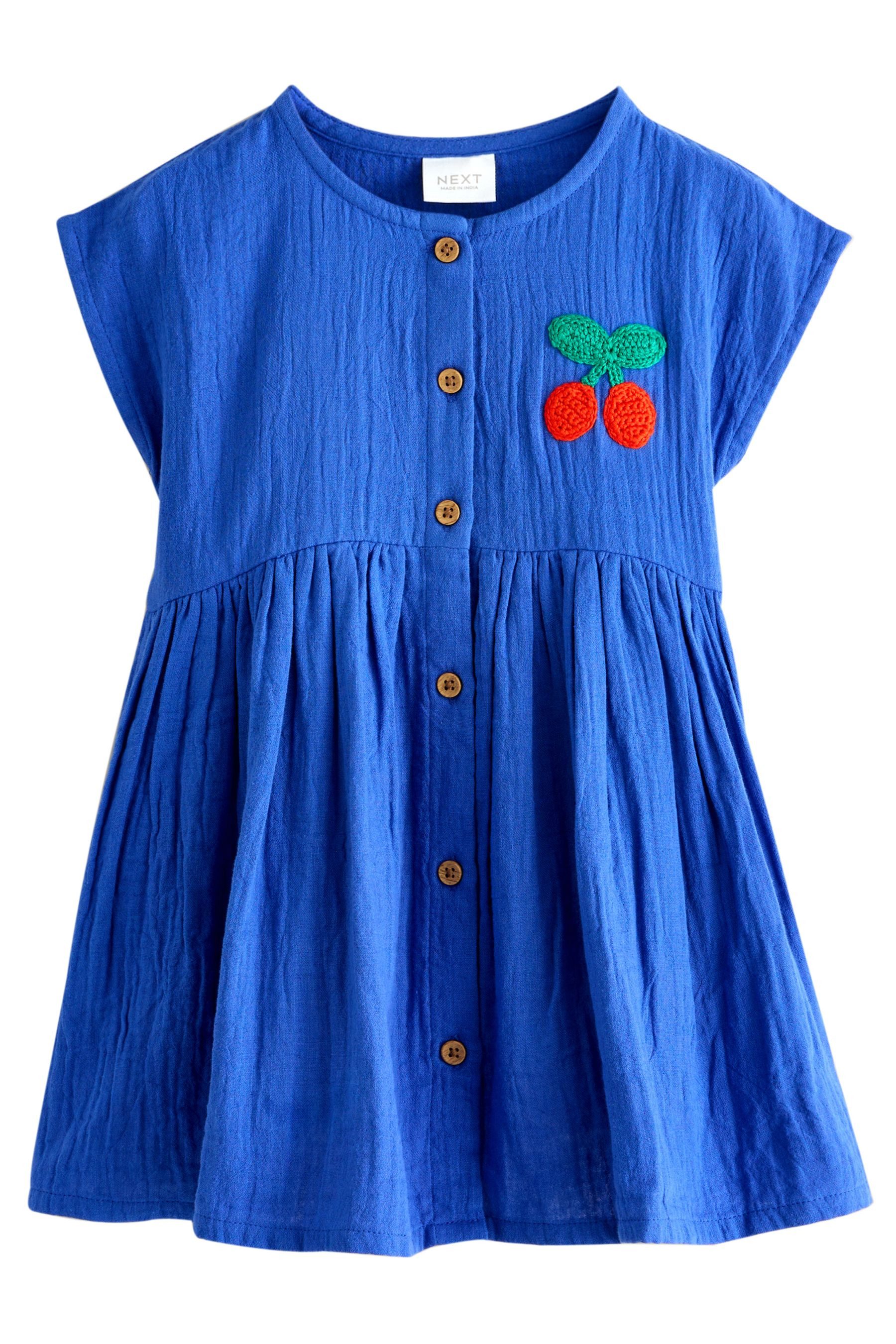 Next Blusenkleid Strukturiertes Kurzarm-Kleid (1-tlg)