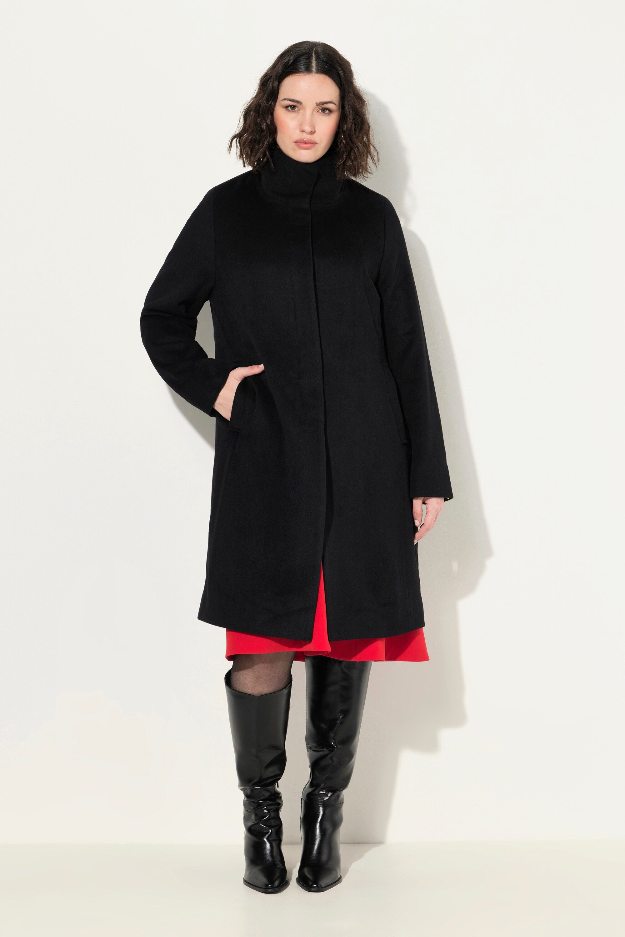 Ulla Popken Wintermantel Mantel Wollmix Stehkragen günstig online kaufen