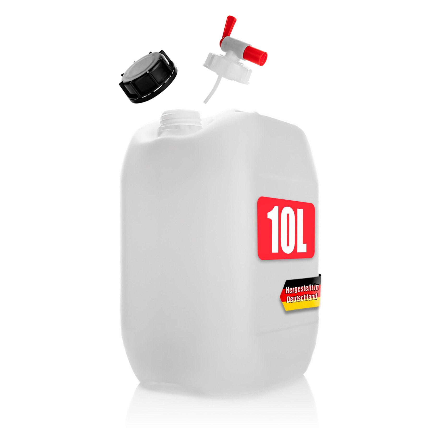 Kanister Wasserkanister 10L mit Auslaufhahn + Schraubdeckel naturweiß BPA frei