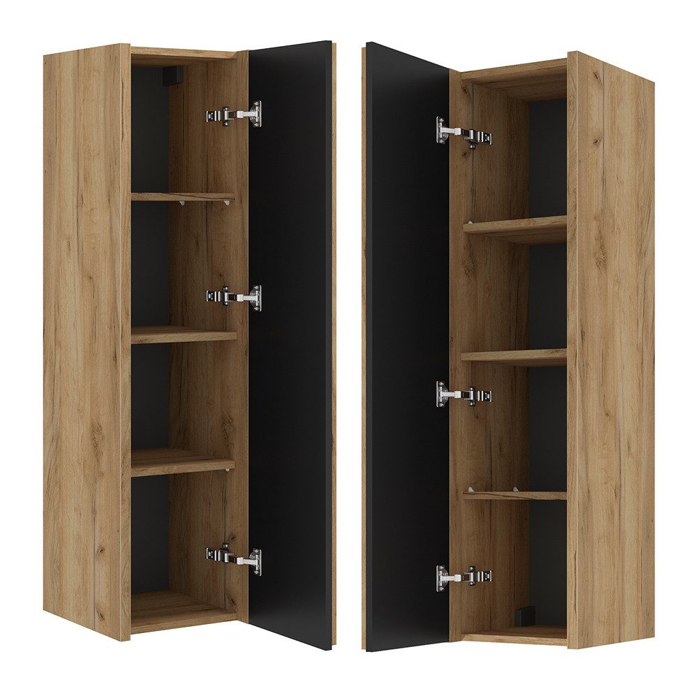 Lomadox Hochschrank LUCCA-107 in Eiche Nb. mit Lamellen-Front, B/H/T: 34/12 günstig online kaufen