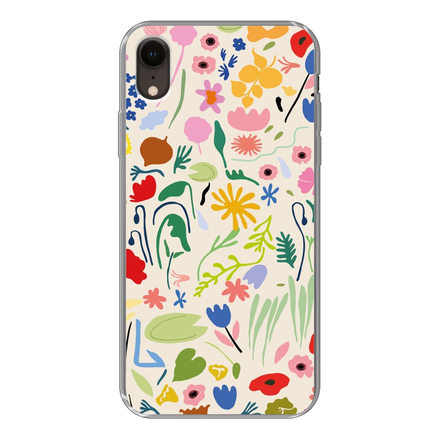 MuchoWow Handyhülle für Apple iPhone XR Blumen - Muster - Pflanzen, Smartphone-Bumper, Print, Handy Schutzhülle Dünn