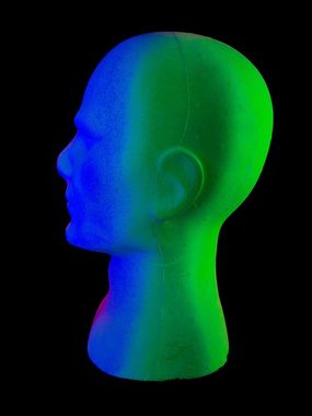 PSYWORK Dekofigur Schwarzlicht Deko Kopf "Glowhead" Multicolor, UV-aktiv, leuchtet unter Schwarzlicht