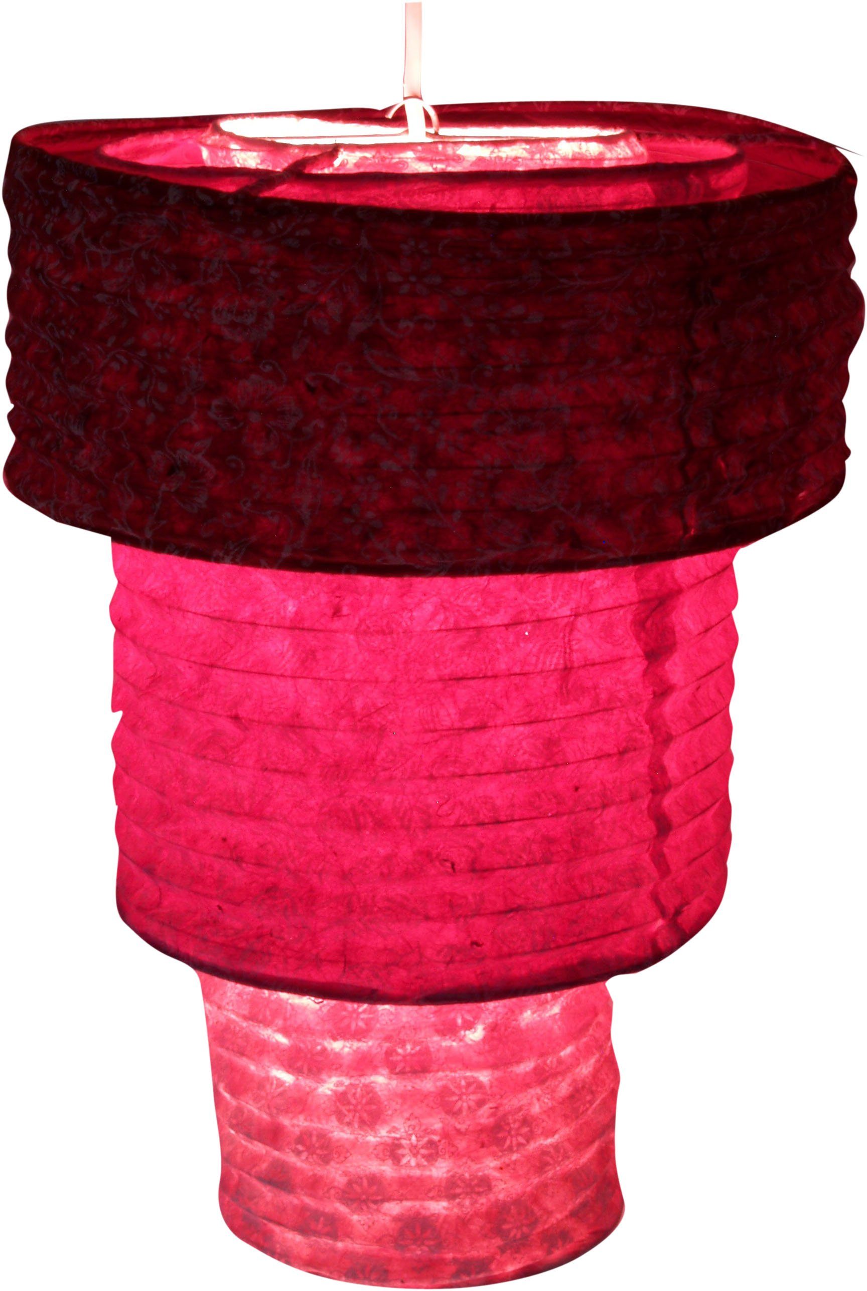 Guru-Shop inklusive Runde Boho nicht Hängelampe, Leuchtmittel Lokta.., Papier rot/pink Deckenleuchten