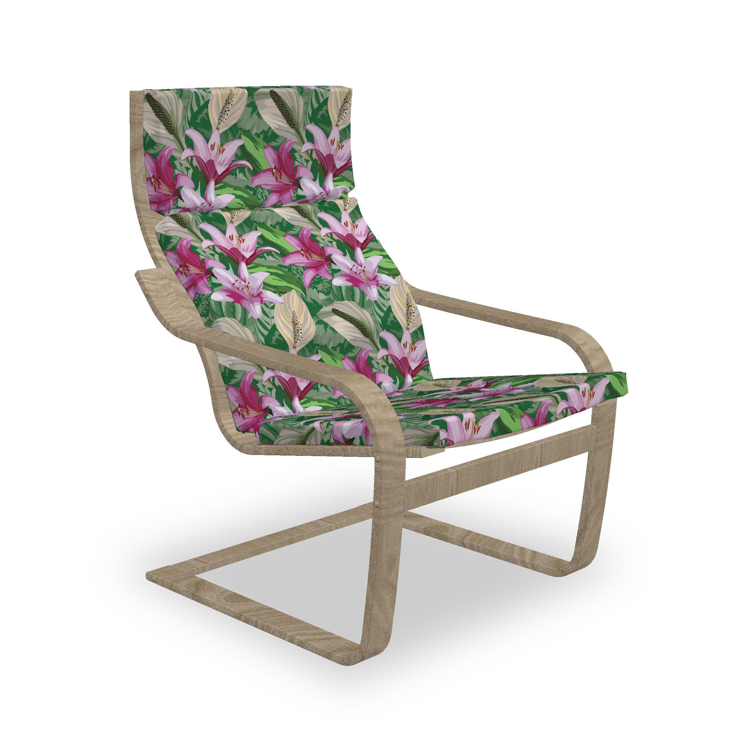 Lily Garden Stuhlkissen mit Sitzkissen und Blume Hakenschlaufe Aquarelle Abakuhaus Stuhlkissen Reißverschluss, mit