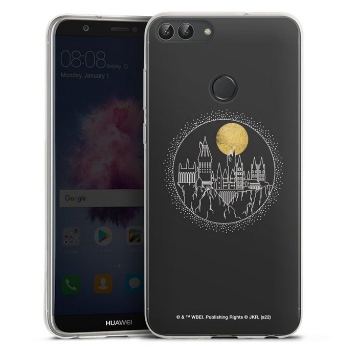 DeinDesign Handyhülle Hogwarts Mond Harry Potter Hogwarts Golden Moon Huawei P Smart (2018) Silikon Hülle Bumper Case Handy Schutzhülle