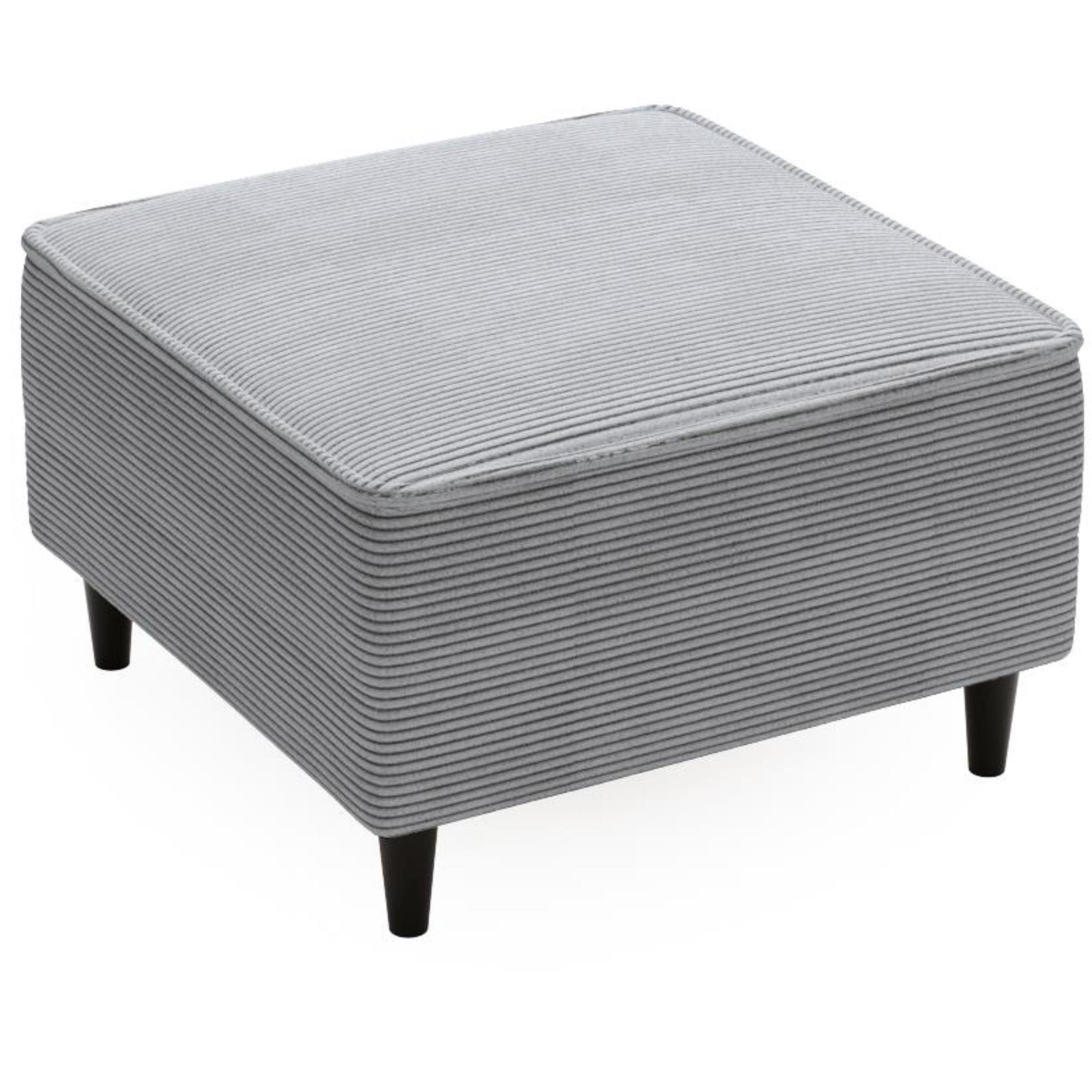 Beautysofa Hocker Monte mit (poso Hellgrau asu Hellgrau Hocker Fußhocker (75x75 mit Cordstoff, Holzbeine), Wellenunterfederung 55)