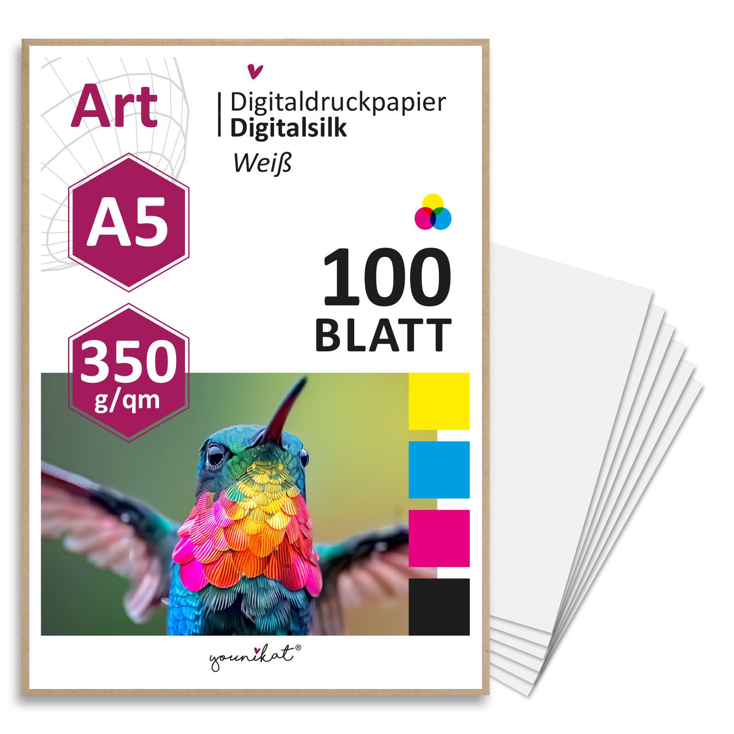 younikat Drucker- und Kopierpapier younikat 100 Blatt Premium Digitaldruck-Papier I dv1569