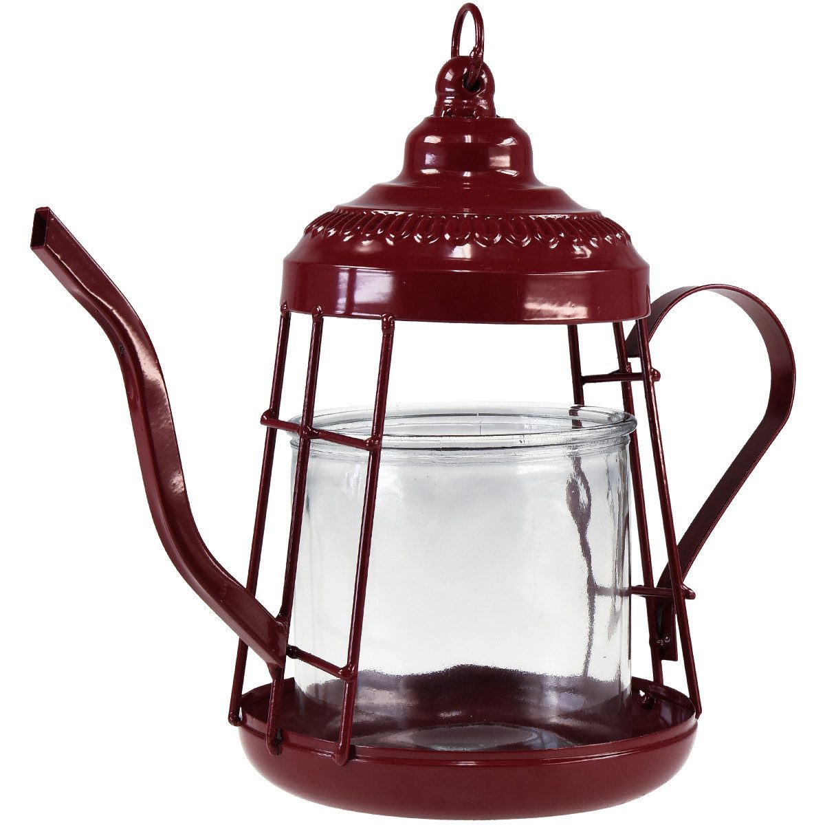 Windlicht Rot Teelichthalter Windlicht Teekanne Glas Deko Ø15cm H26cm