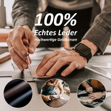 TAN.TOMI Brieftasche Leder Geldboerse Herren Mit RFID Schutz Echtleder Geldbeutel, Fuer Maenner Portemonnaie Damen Brieftasche Wallet Portmonee Schwarz