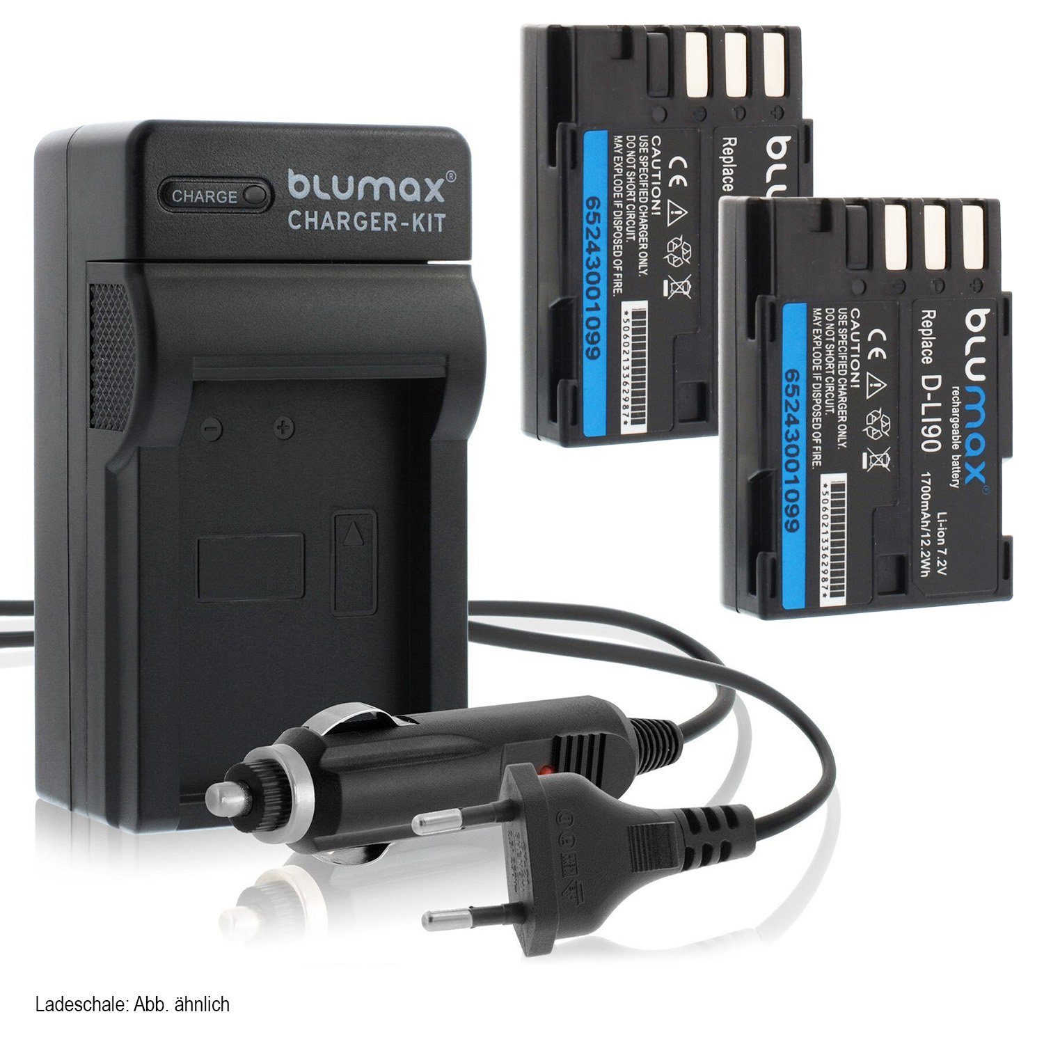 Blumax Set mit Lader für Pentax D-Li90 K-3 1700 mAh Kamera-Akku