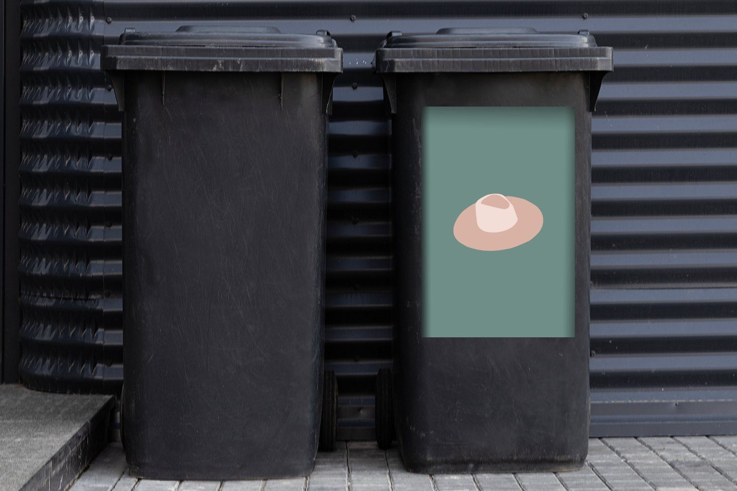 MuchoWow Wandsticker (1 Container, Mülltonne, - - St), Strandhut Sommer Abfalbehälter Mülleimer-aufkleber, Sticker, Pastell