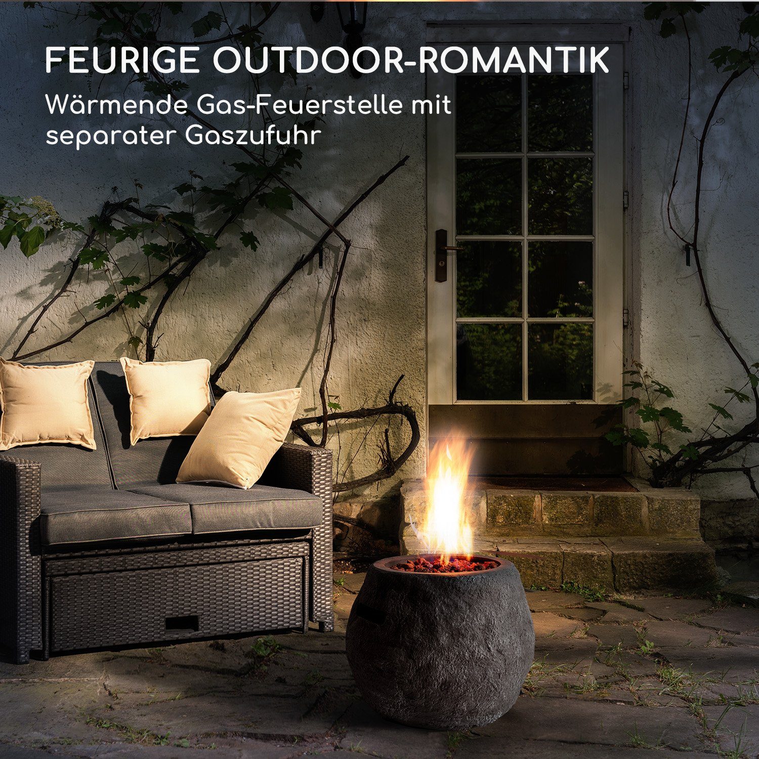 blumfeldt Feuerschale Andros, (Set), Gasheizgerät terrassenheizstrahler Outdoor