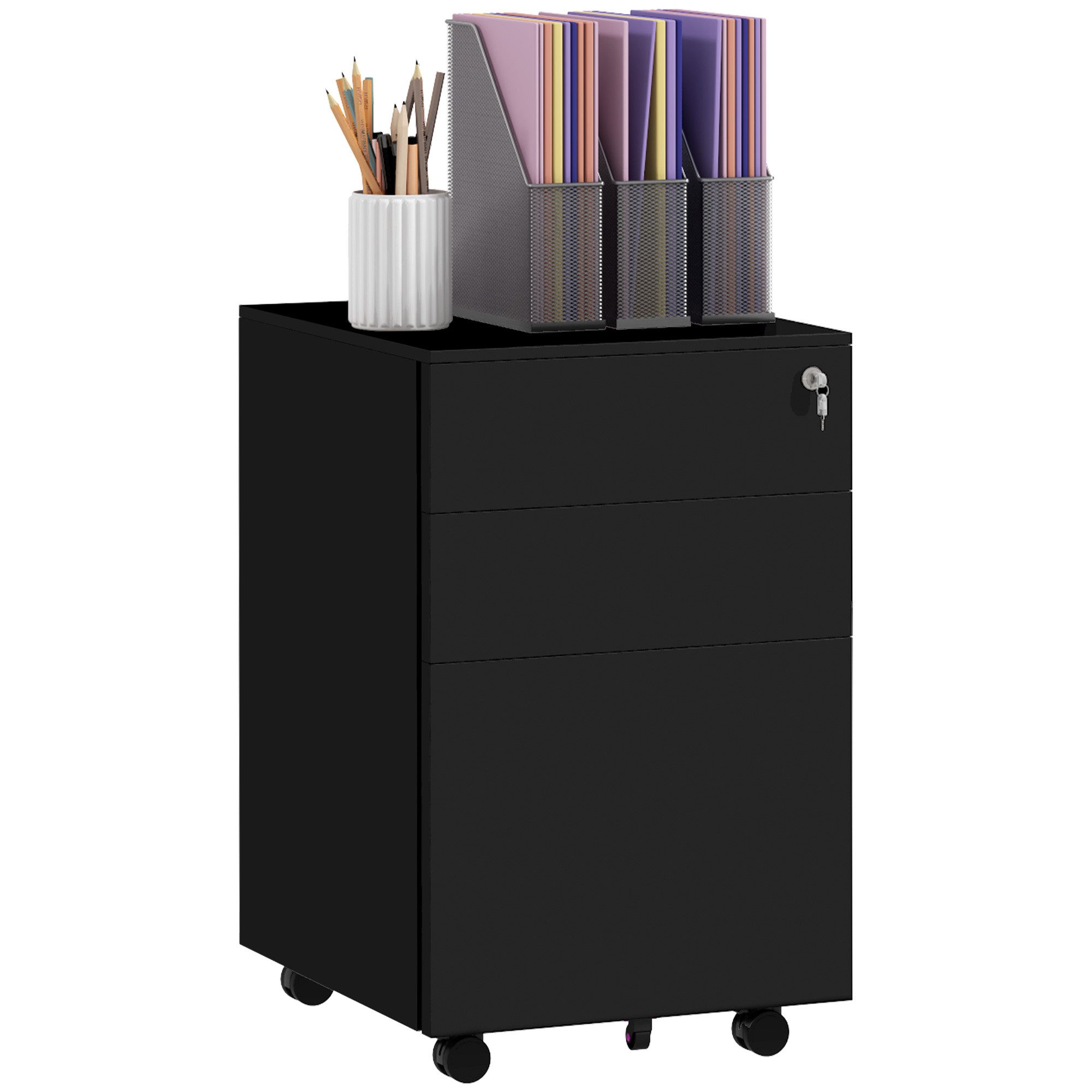 Vinsetto Rollcontainer Aktenschrank mit 3 Schubladen, günstig online kaufen