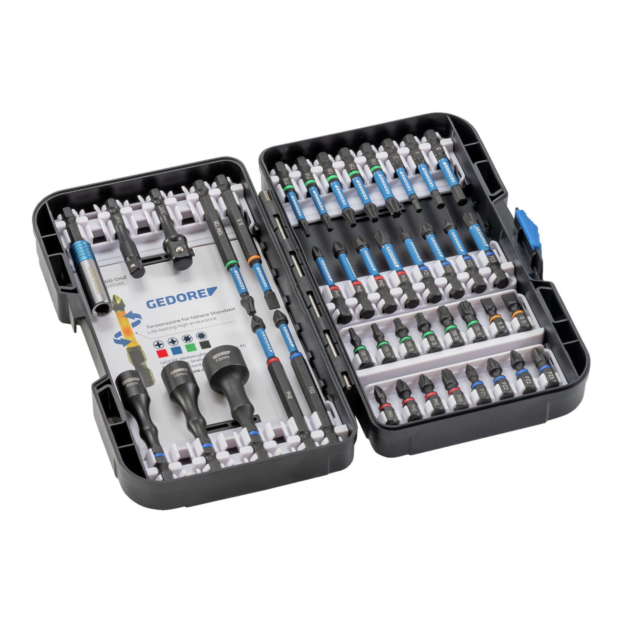 Gedore Bit-Set Gedore 666-042 Torsionsbit-Satz SL+PR+PH+PZ+TX 42-teilig