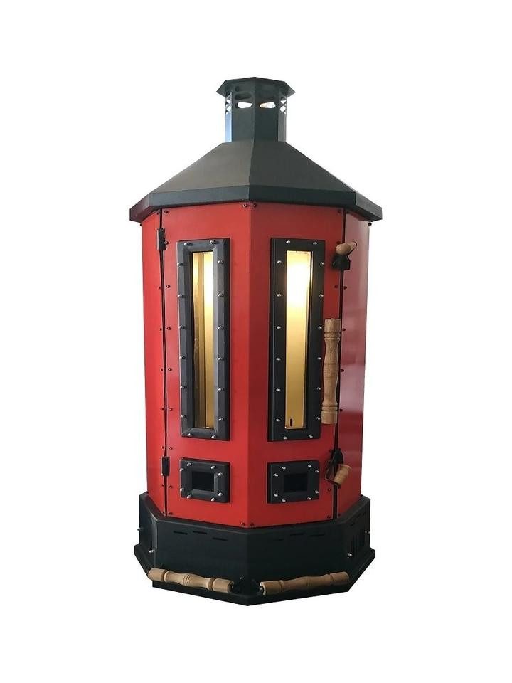 JVmoebel Outdoor-Küche Roter Edelstahl-Gartenofen mit Glas für gemütliche Abende, Made in Europe