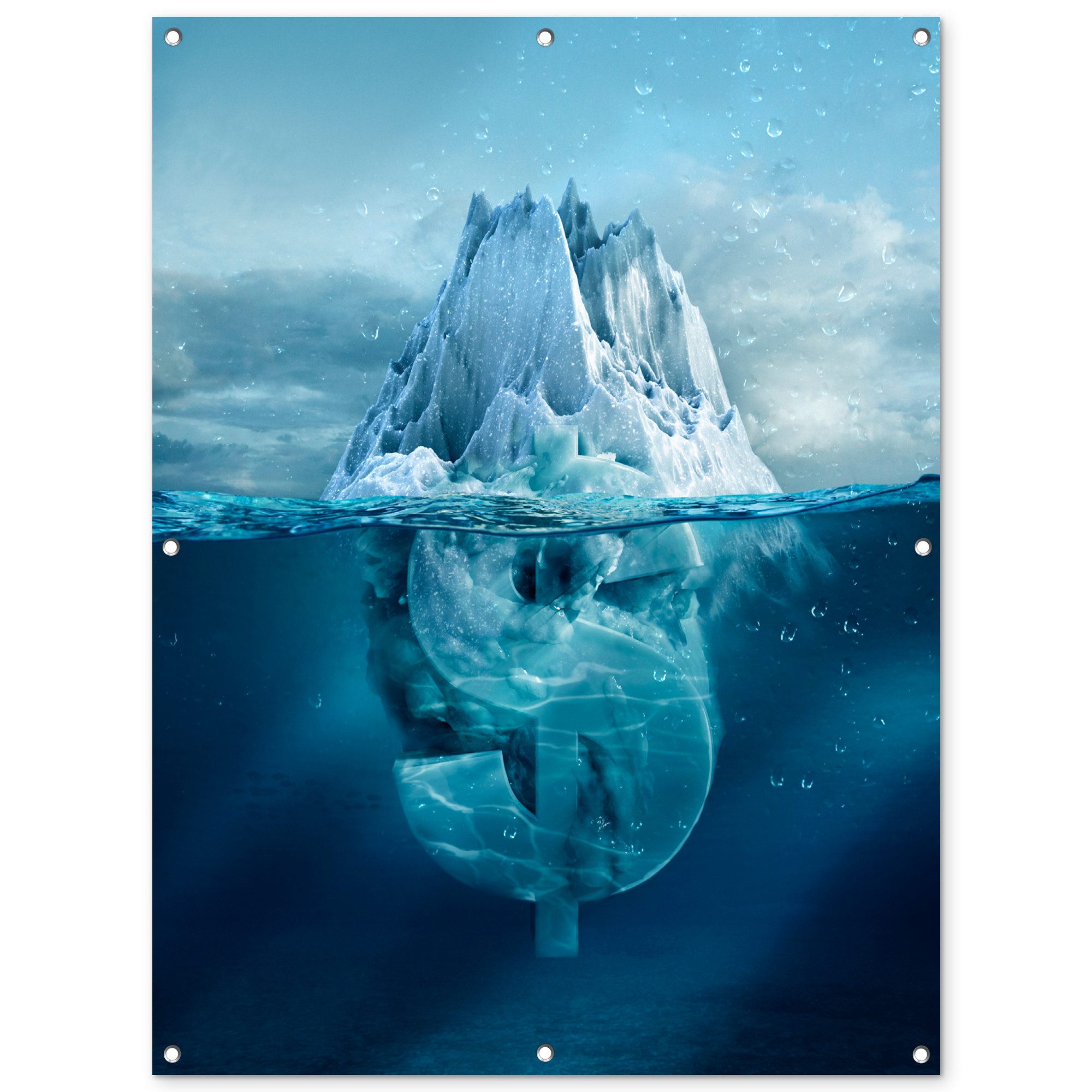 OnlyWow Poster für Garten Eiscreme - Meer - Dollar, Gartenposter, Outdoor Bilder, Gartendeko für draußen, 90x120 cm