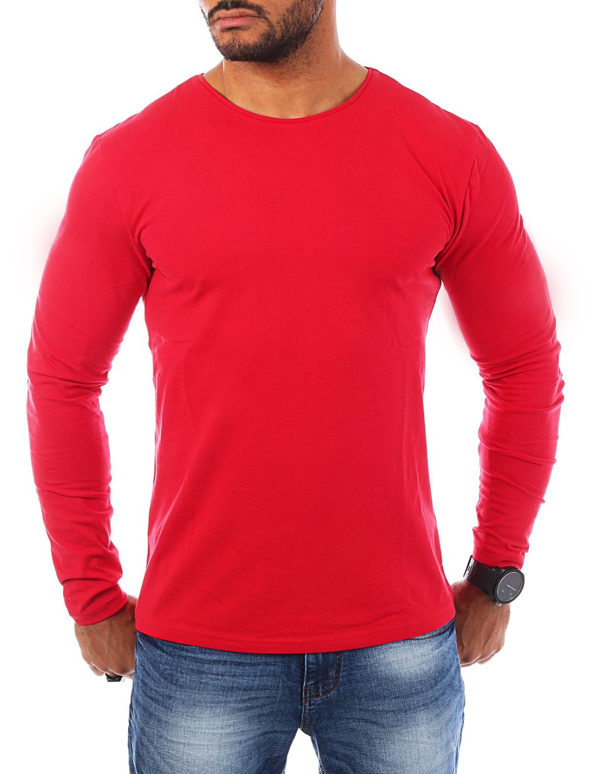 Young & Rich Langarmshirt Herren Uni Basic Longsleeve Rundhals round-Neck Unterziehshirt 2002 Rundhalsauschnitt unifarben langarm slim fit