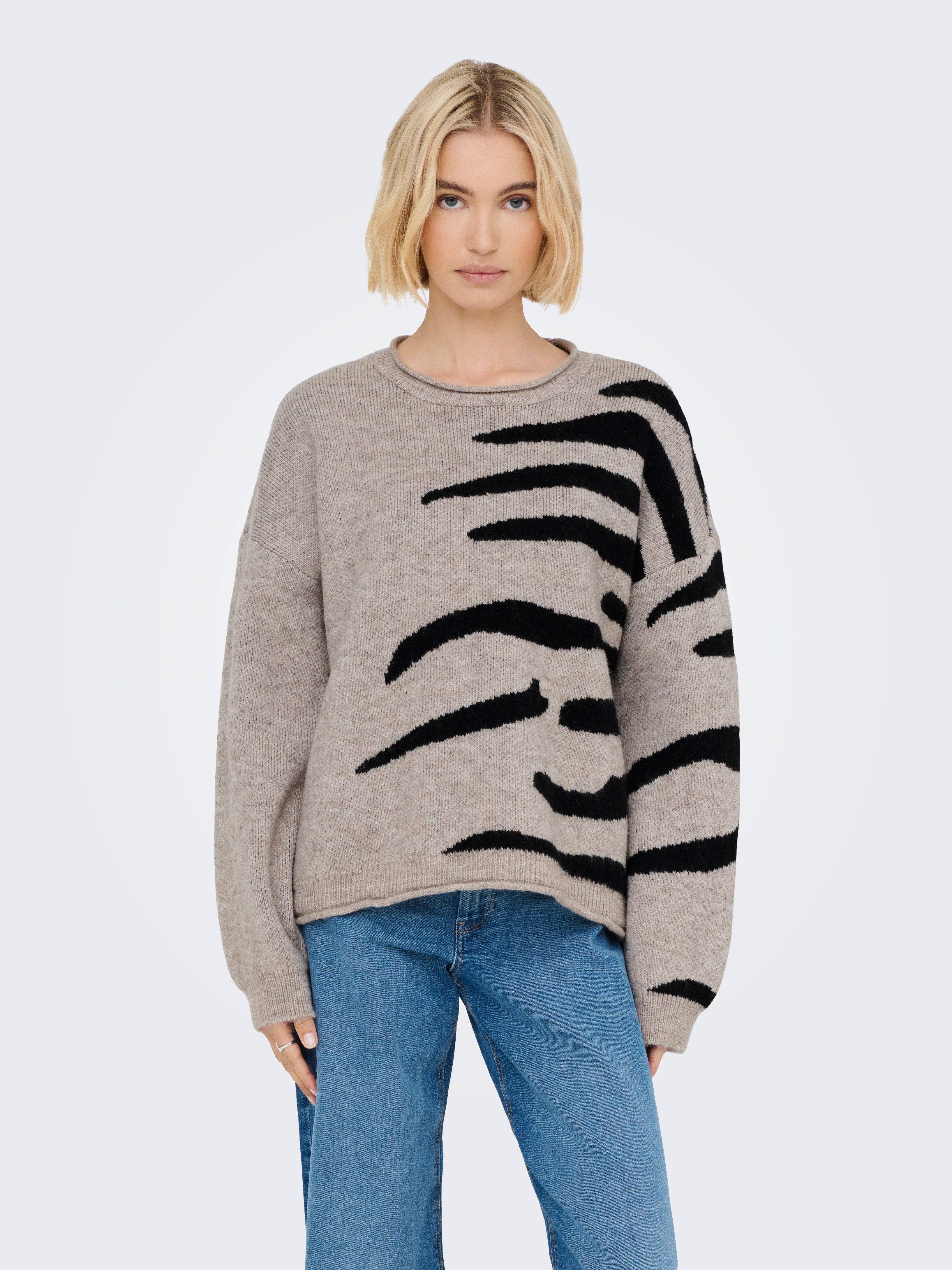 Rundhalspullover ONLJADE PATTERN LS O-NECK EX KNT