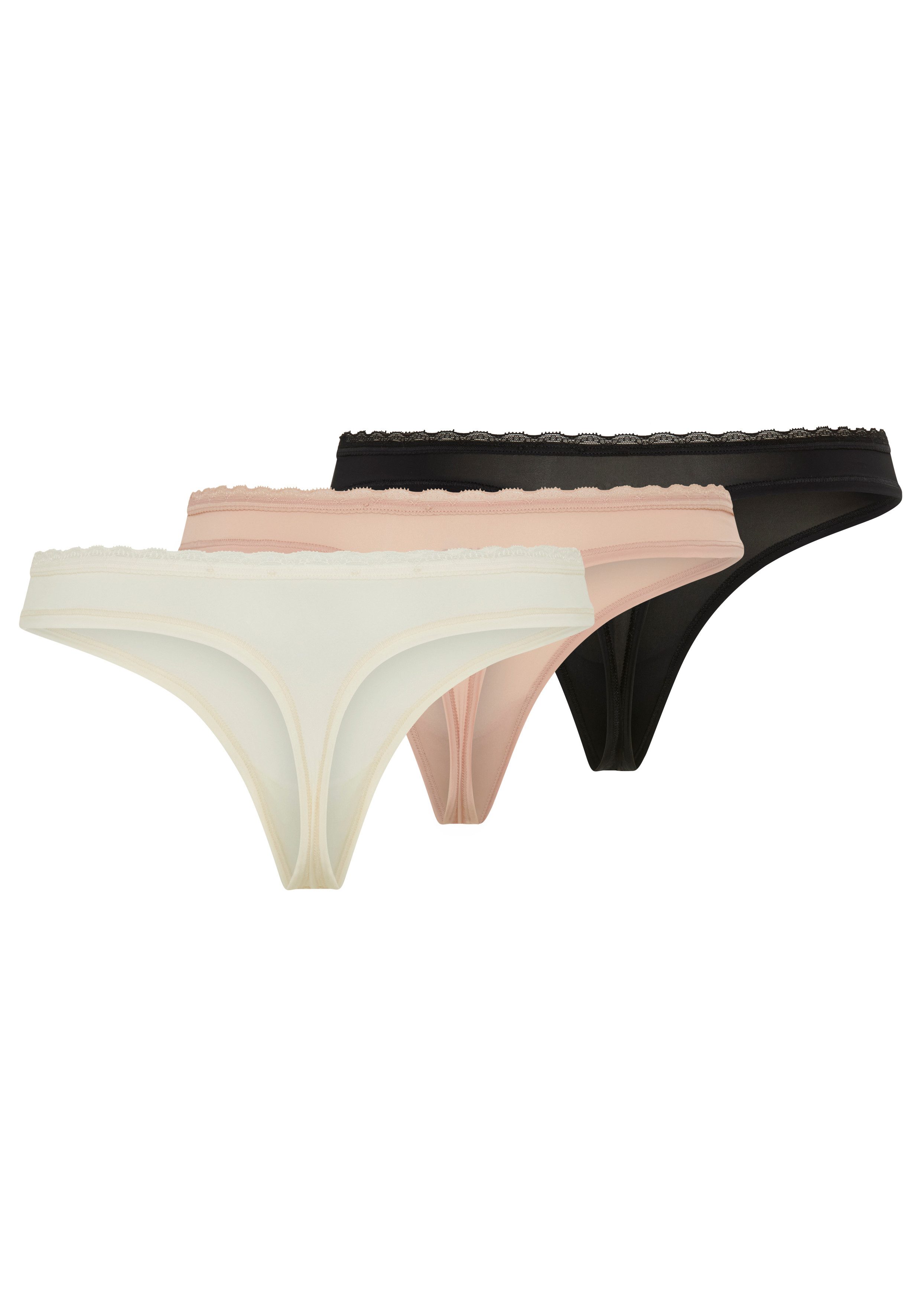 HUGO String TRIPLET MICRO (3-St) mit niedriger Bundhöhe und tonalem Spitzenbesatz