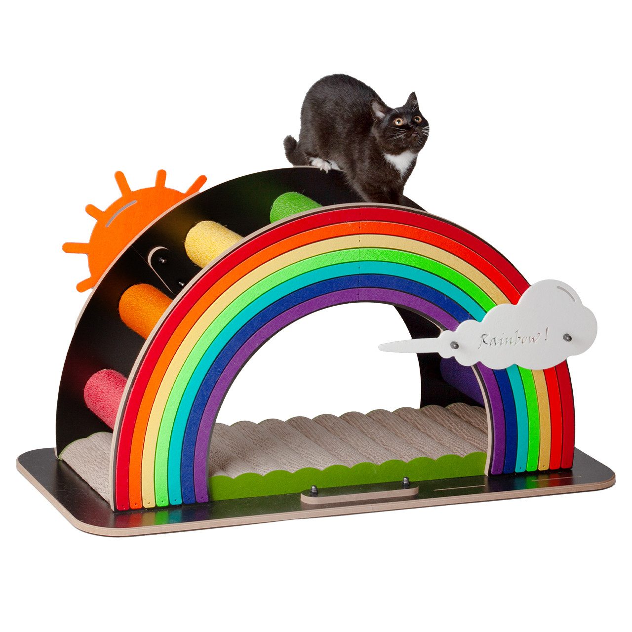 Canadian Cat Company Kratzbrett Design-Kratzmöbel Rainbow, Kletter-Bogen mit Kratzbrett, bunt, 105 x 46,7 x 53,5 cm