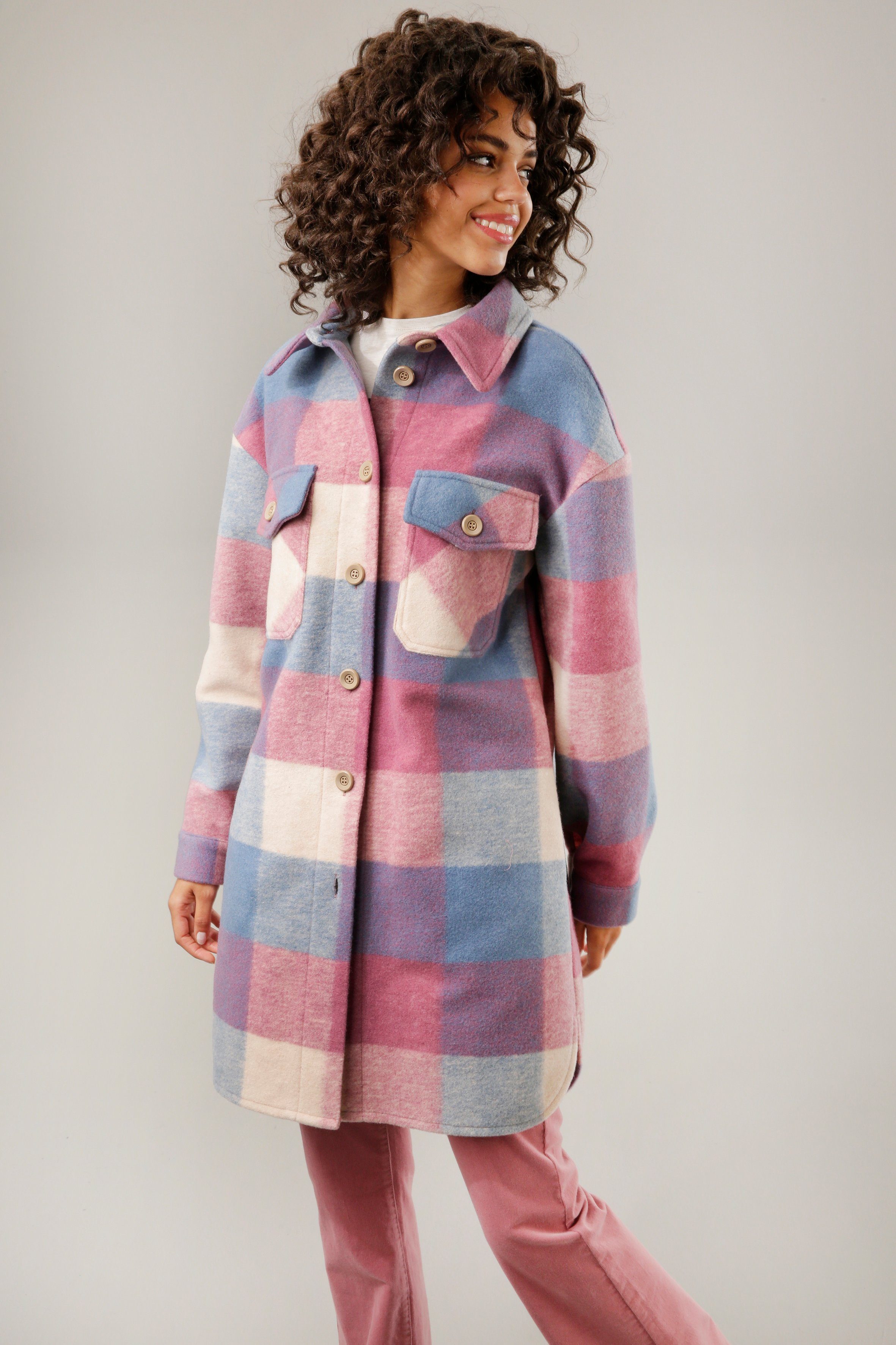 Aniston CASUAL Fleecejacke im Karo-Dessin günstig online kaufen