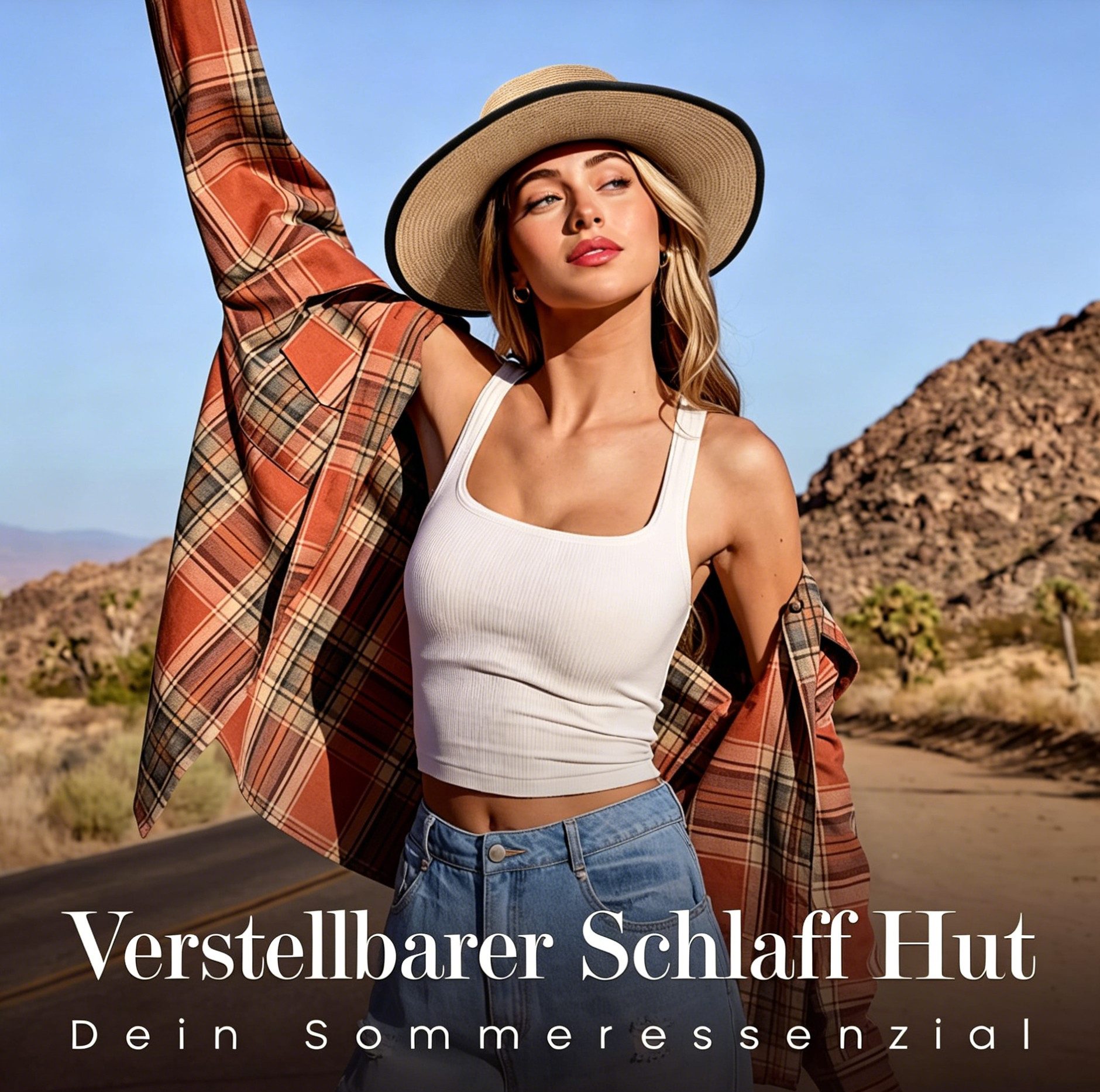 nsihing Sonnenhut Damen-Sonnenhut für den Strand, Sommerstrohhut mit breiter Krempe faltbarer und aufrollbarer Strohhut mit UV-Schutz