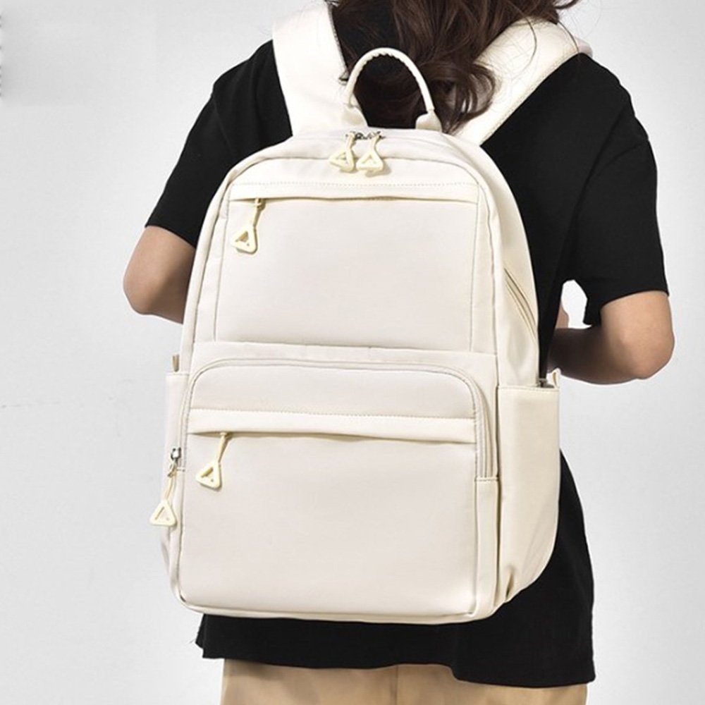 Dekorative Schulrucksack Weißer Rucksack, Schultasche, Freizeitrucksack mit Studenten, für Laptopfach, Volumen hohes