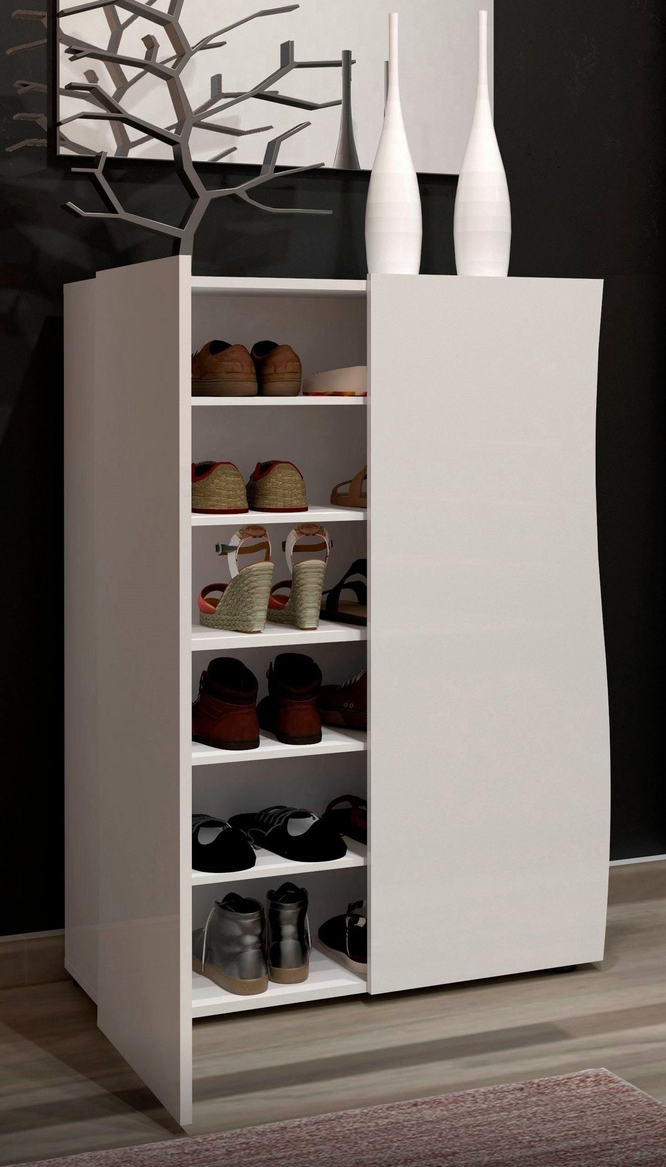 KITALY Schuhschrank in wei, Holzwerkstoff - 86,7x115x34cm (BxHxT)