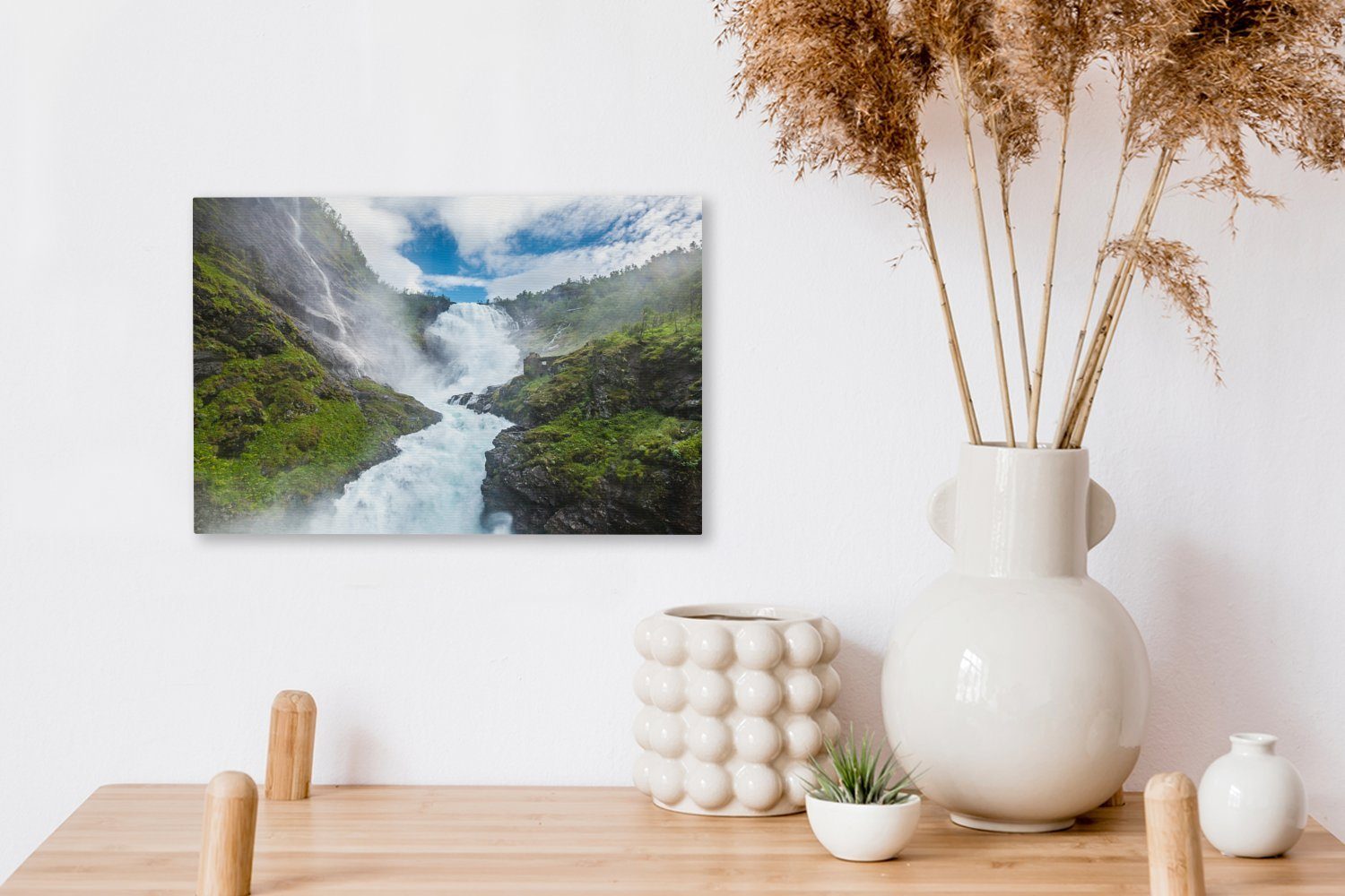 Leinwandbilder, Aufhängefertig, OneMillionCanvasses® 30x20 cm Wanddeko, Leinwandbild St), Wasserfall Kjosfossen (1 Foto, Wandbild