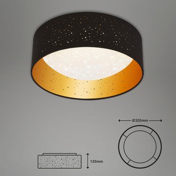 Briloner Leuchten LED Deckenleuchte LED Stoff-Deckenleuchte mit Sternendekor, schwarz-gold, 1xLED/12W