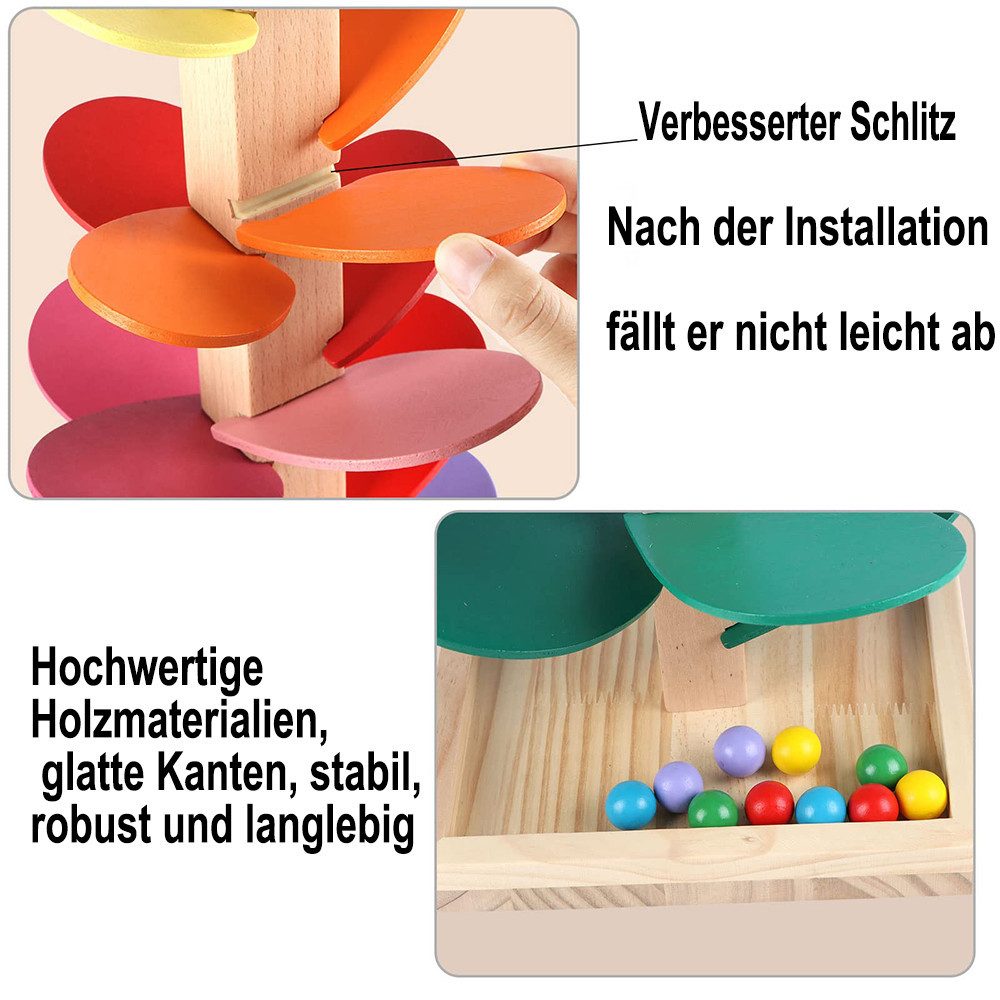 CLTYQ Spielzeug-Musikinstrument Montessori-Musikbaum aus Holz zum Laufen mit Murmeln ab 3 Jahren, Lernspielzeug mit Murmeln, Murmelspiel Klangpagode Spiel für kinder