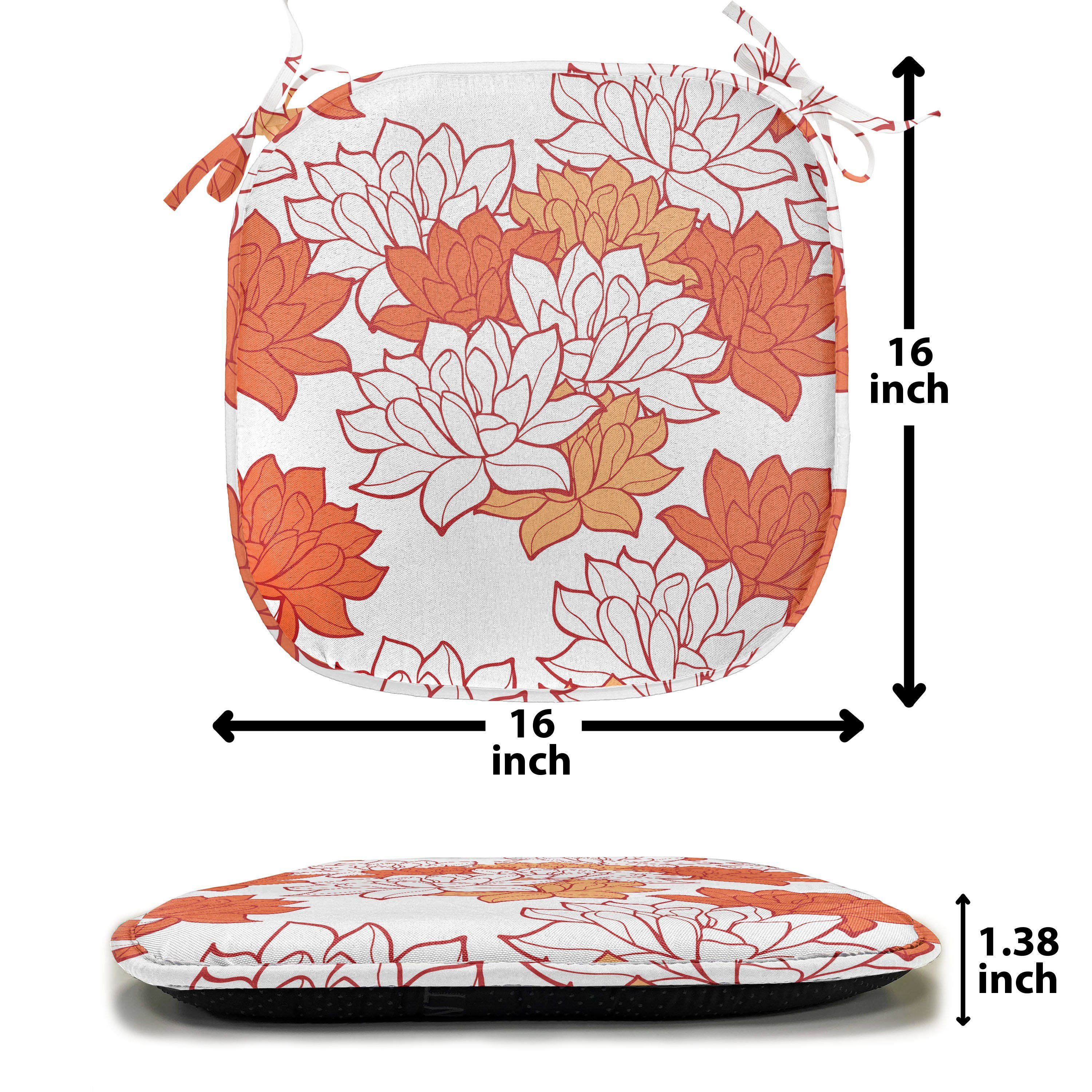 wasserfestes mit Kissen Abakuhaus Orange Lotus Stuhlkissen Küchensitze, Riemen Dekoratives Leaves Blooming für