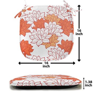 Abakuhaus Stuhlkissen Dekoratives wasserfestes Kissen mit Riemen für Küchensitze, Orange Blooming Lotus Leaves