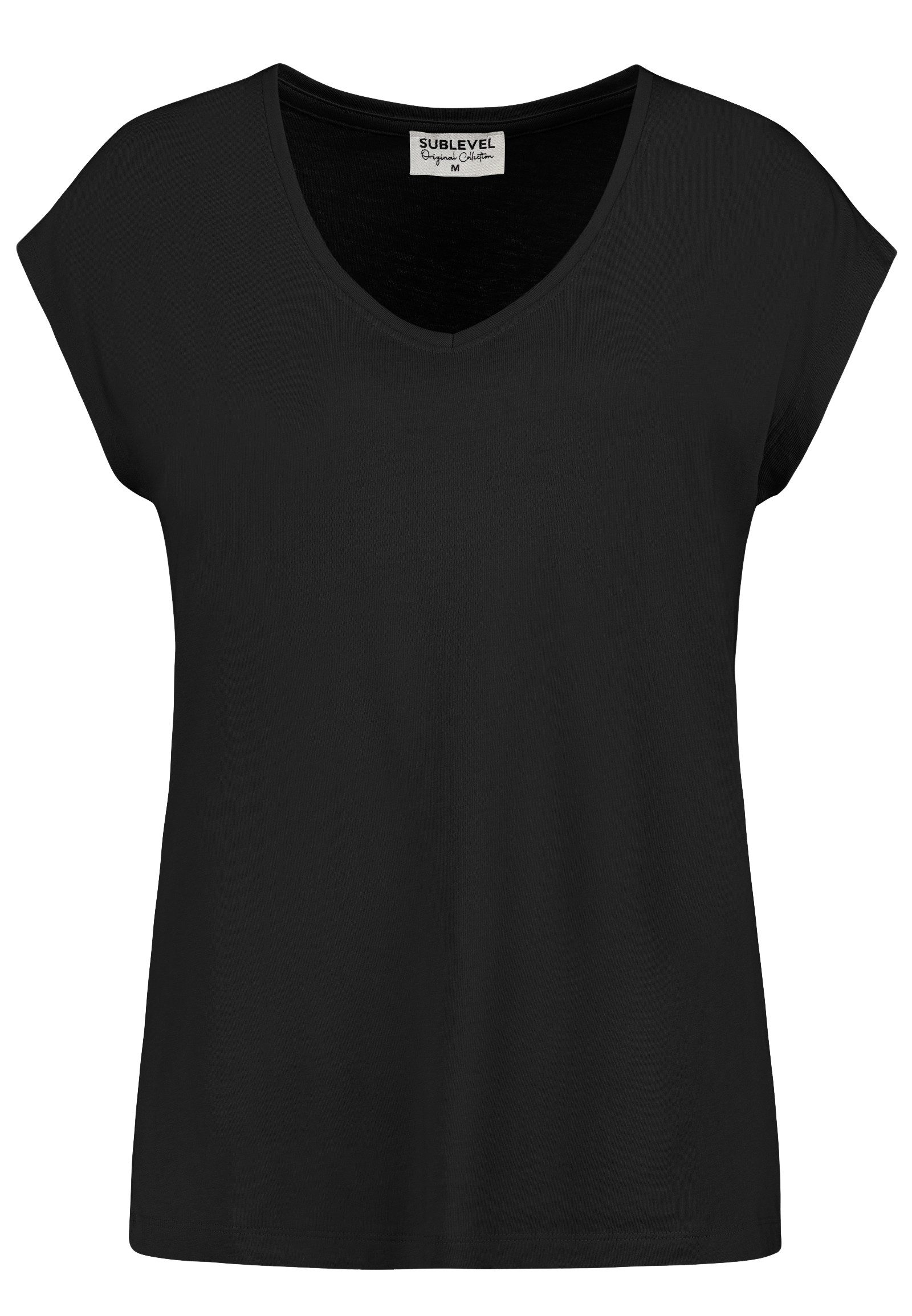 SUBLEVEL Kurzarmshirt Damen Leichtes Sommer Shirt T-Shirt V-Neck Basic-Shirt V-Ausschnitt