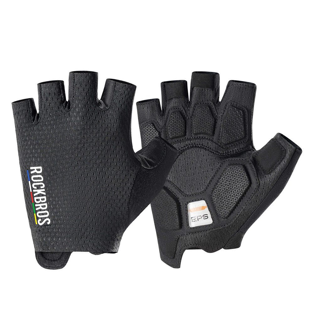 ROCKBROS Fahrradhandschuhe Kurzfingerhandschuhe Rennradhandschuhe Sporthandschuhe (Spar-Set, 1-St., S) SBR-Polsterung, rutschfest, Mesh, Reflexlogo