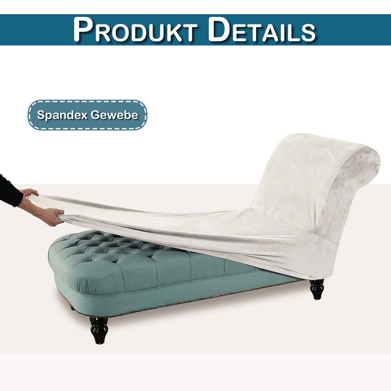 BTTO Stuhlhusse Sofahusse Samt, Stretch,Armlose Chaiselongue Couchüberzug, Möbelschutz für Liegestuhl