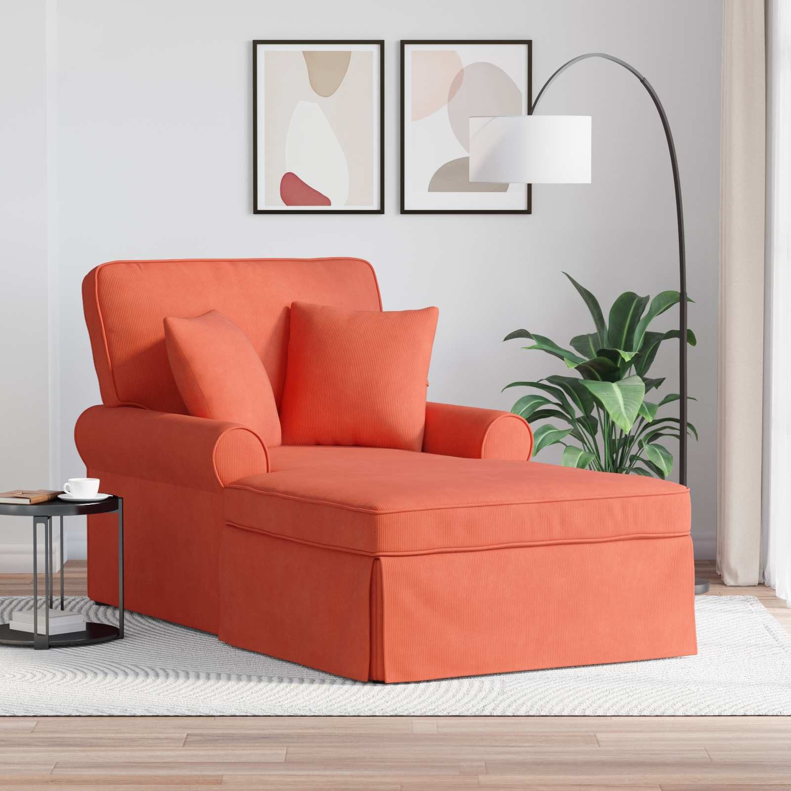 vidaXL Chaiselongue Chaise Lounge mit Rock mit Kissen 3 pcs Rot-Orange Cordstoff, 3 Teile