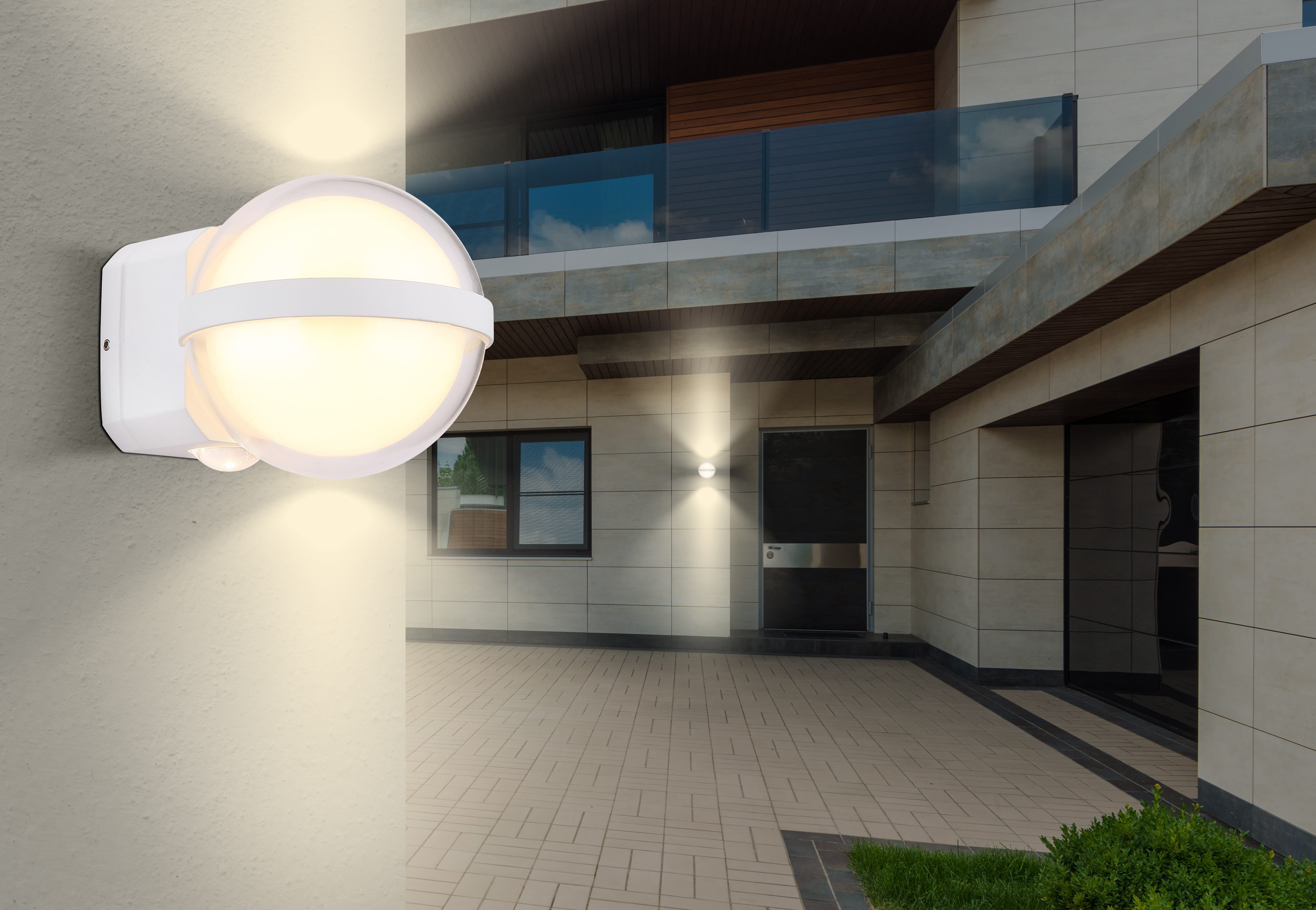GLOBO LIGHTING LED Außen-Wandleuchte ILLI, LED fest integriert, Warmweiß, Außenbereich/IP54/2 Linsen/2Richtungen/Terrasse
