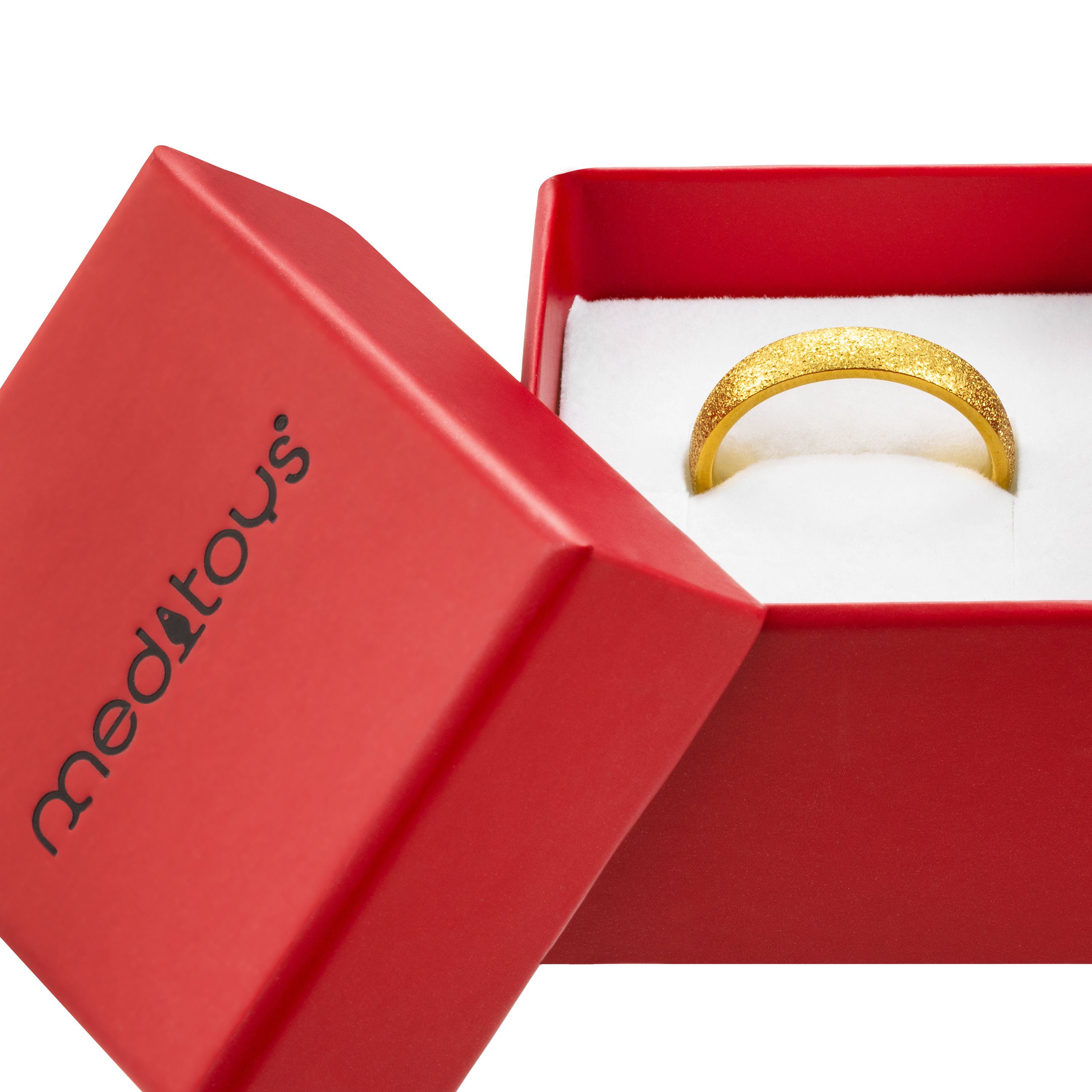 meditoys Fingerring Damen-Edelstahlring · goldfarben mit Kristalleinschlüssen · 63