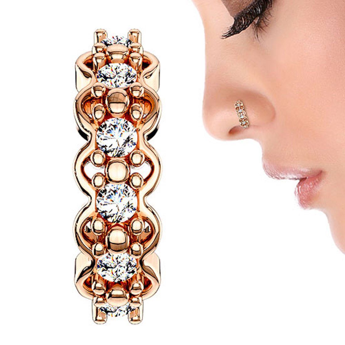 Taffstyle Nasenpiercing Piercing Ring Creole Filigran mit Kristallen Nasen, Dünn Glitzer Lippen Ohr Nasenpiercing Ohrpiercing Nasenring Klemmring