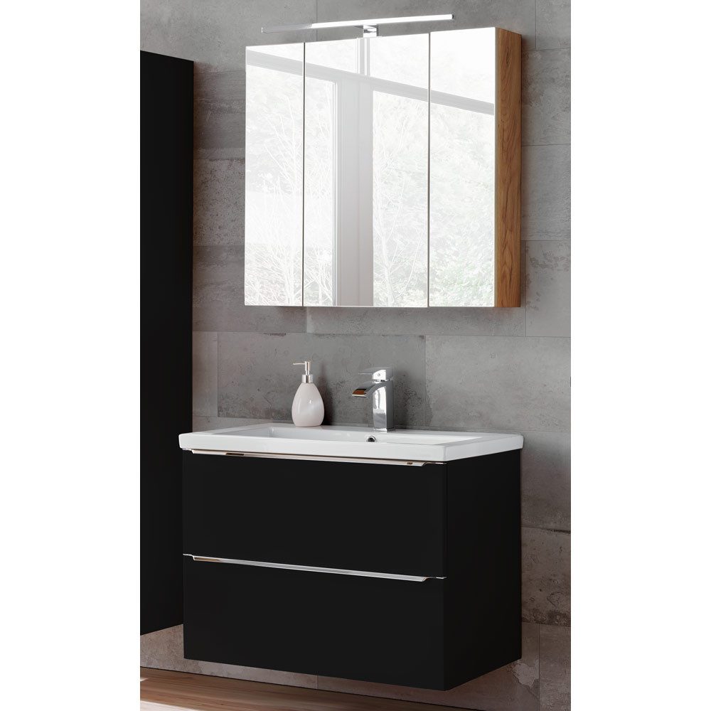 Lomadox Badmöbel-Set TOSKANA-BLACK-56, (Spar-Set, 2-St), 80cm günstig online kaufen
