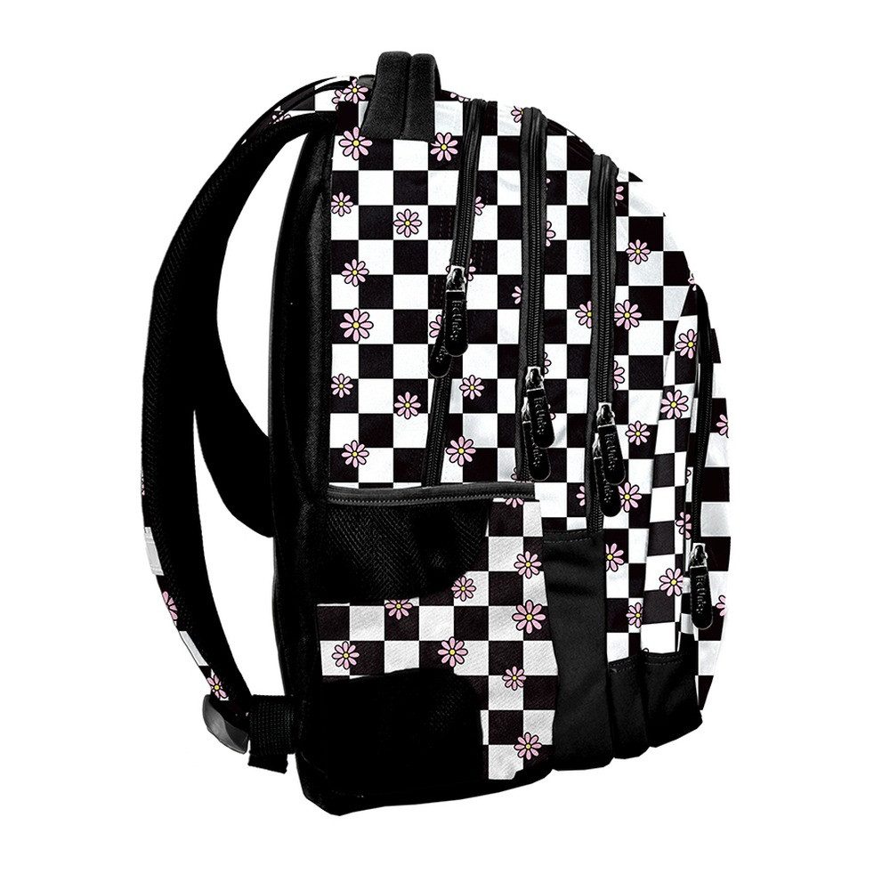 PASO Schulrucksack (Schulset, 3-tlg), Gitter Schulset 3-teilig – Schwarz, Weiß
