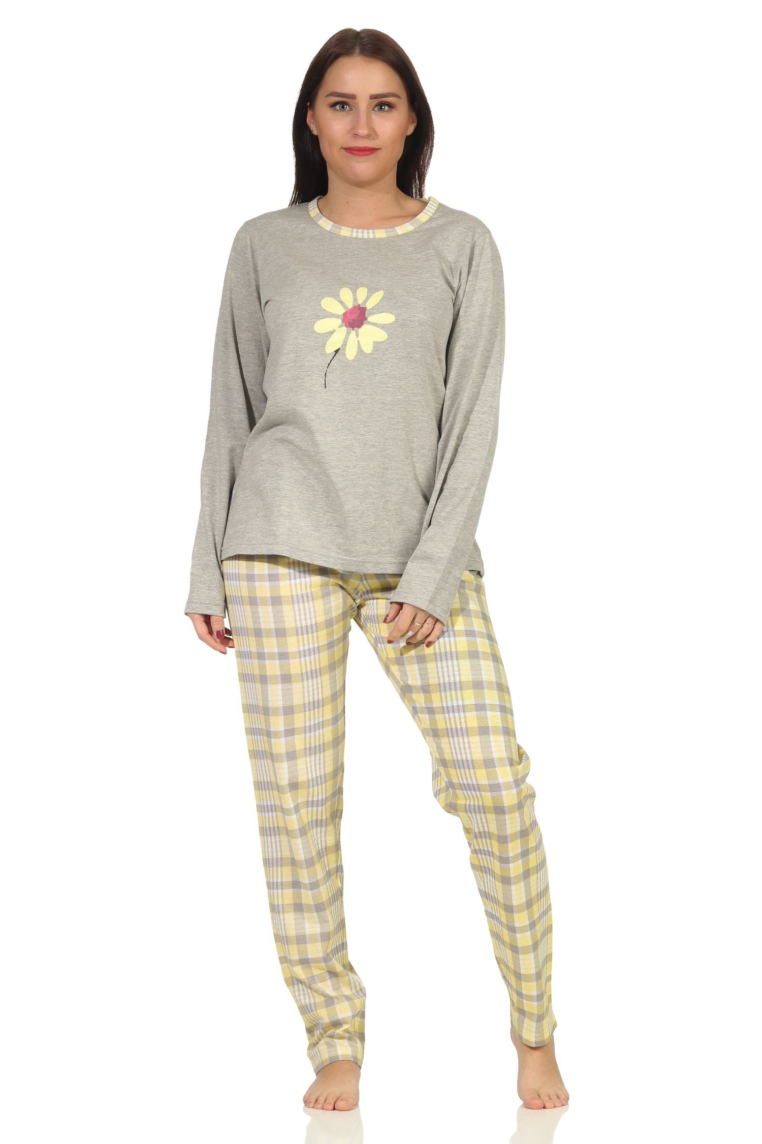 Normann Pyjama Damen Pyjama langarm, Schlafanzug mit Karo-Muster - 112 10 733
